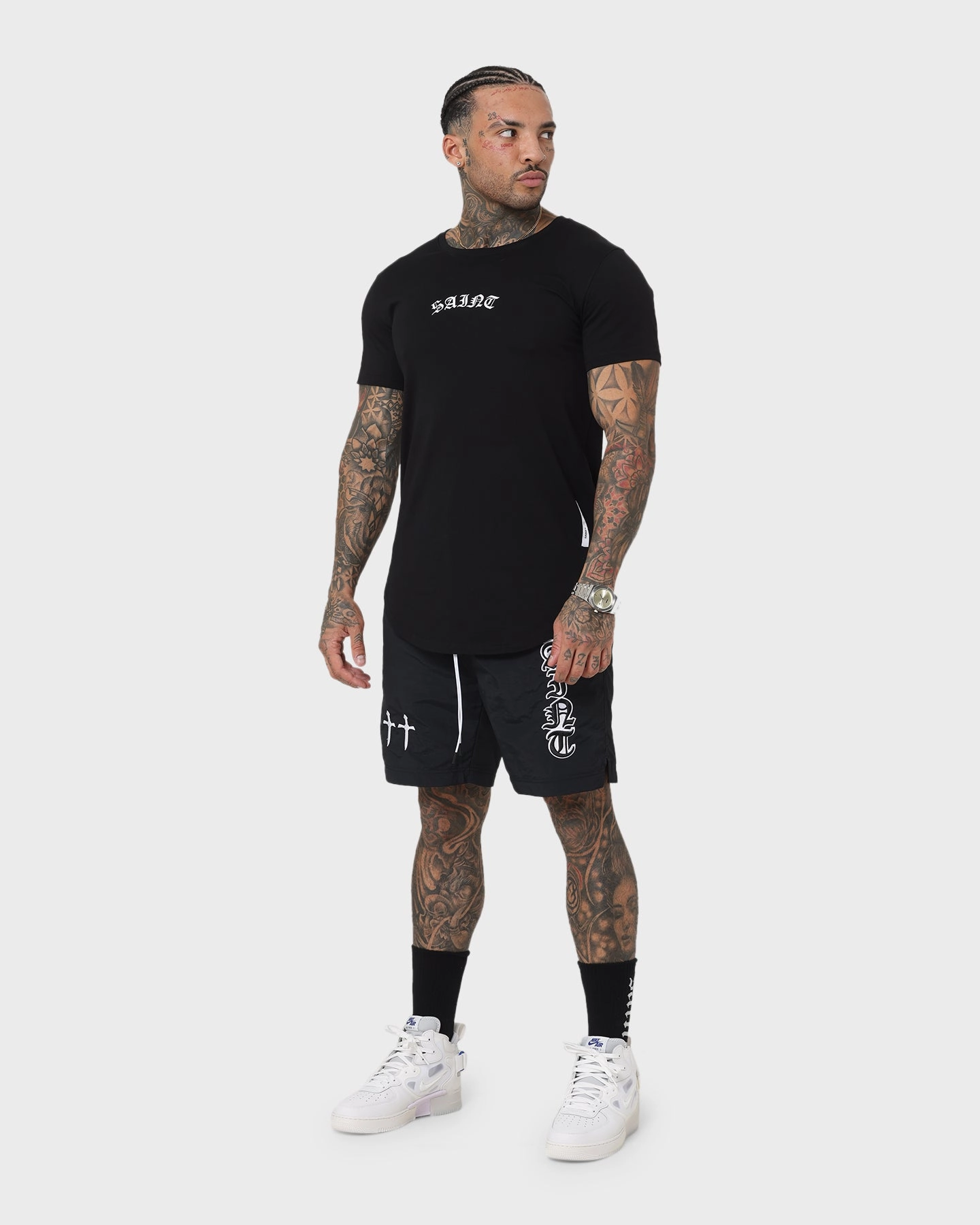 Saint Morta Fallen Beach Shorts Black/White hang dry