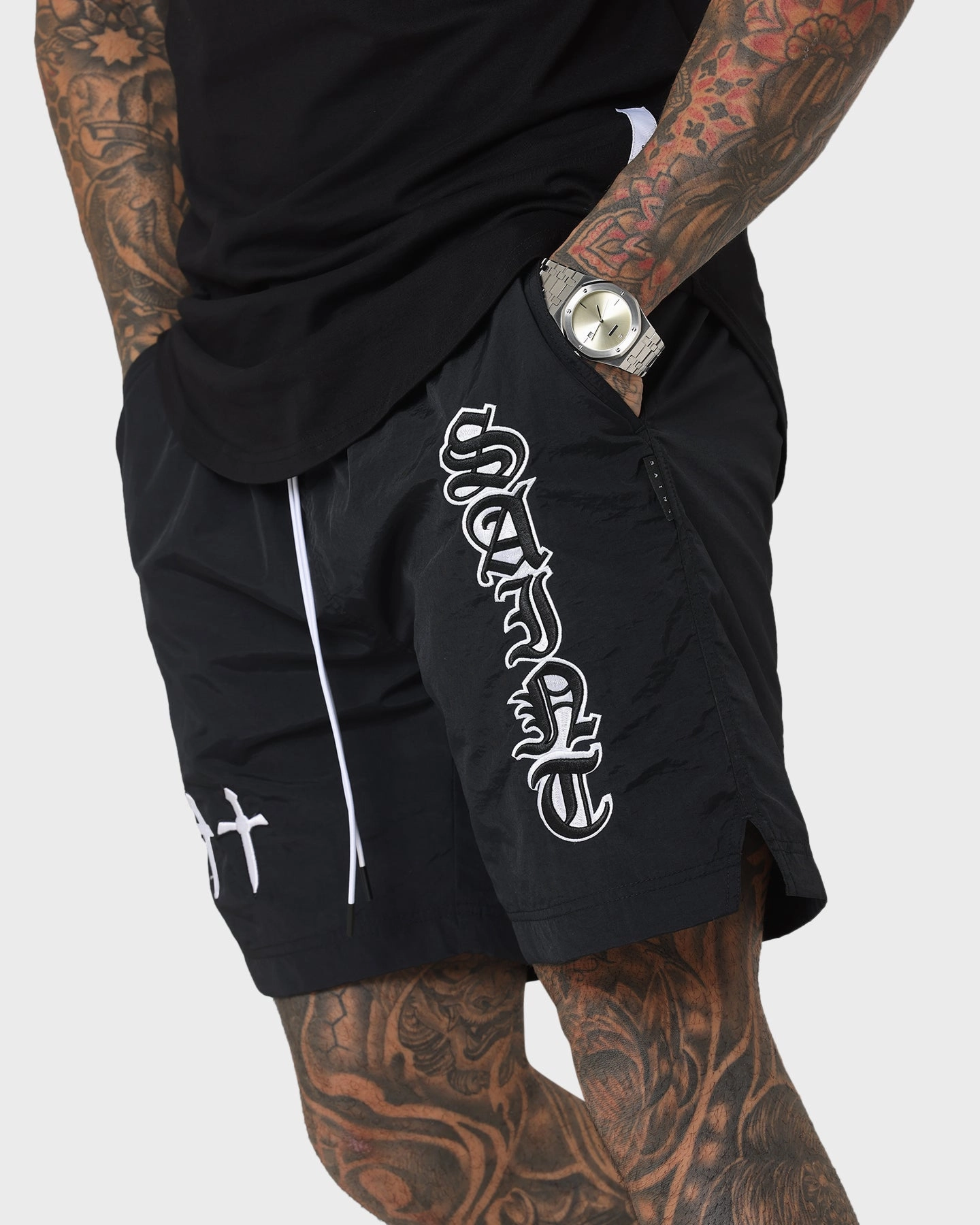 Quick Adjust Fit Saint Morta Fallen Beach Shorts Black/White