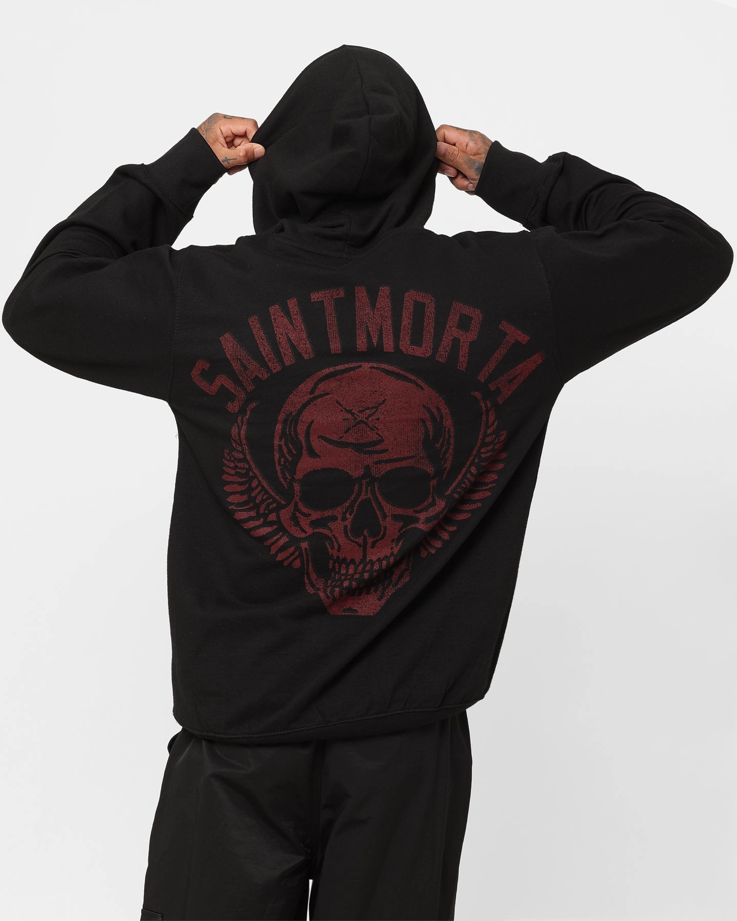 Saint Morta Fallows Hoodie Black/Red Premium Jacket Adjustable Wear