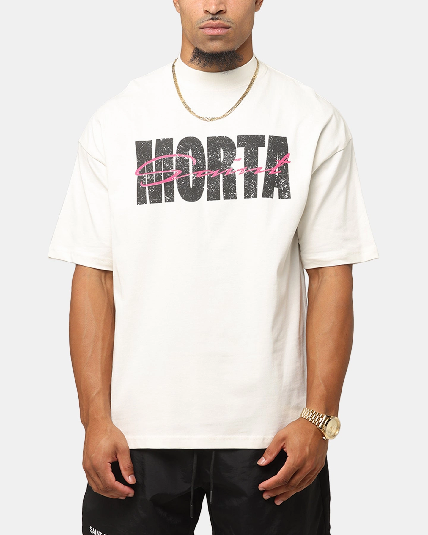Midweight Knit Saint Morta Flux Mock Neck T-Shirt Off White