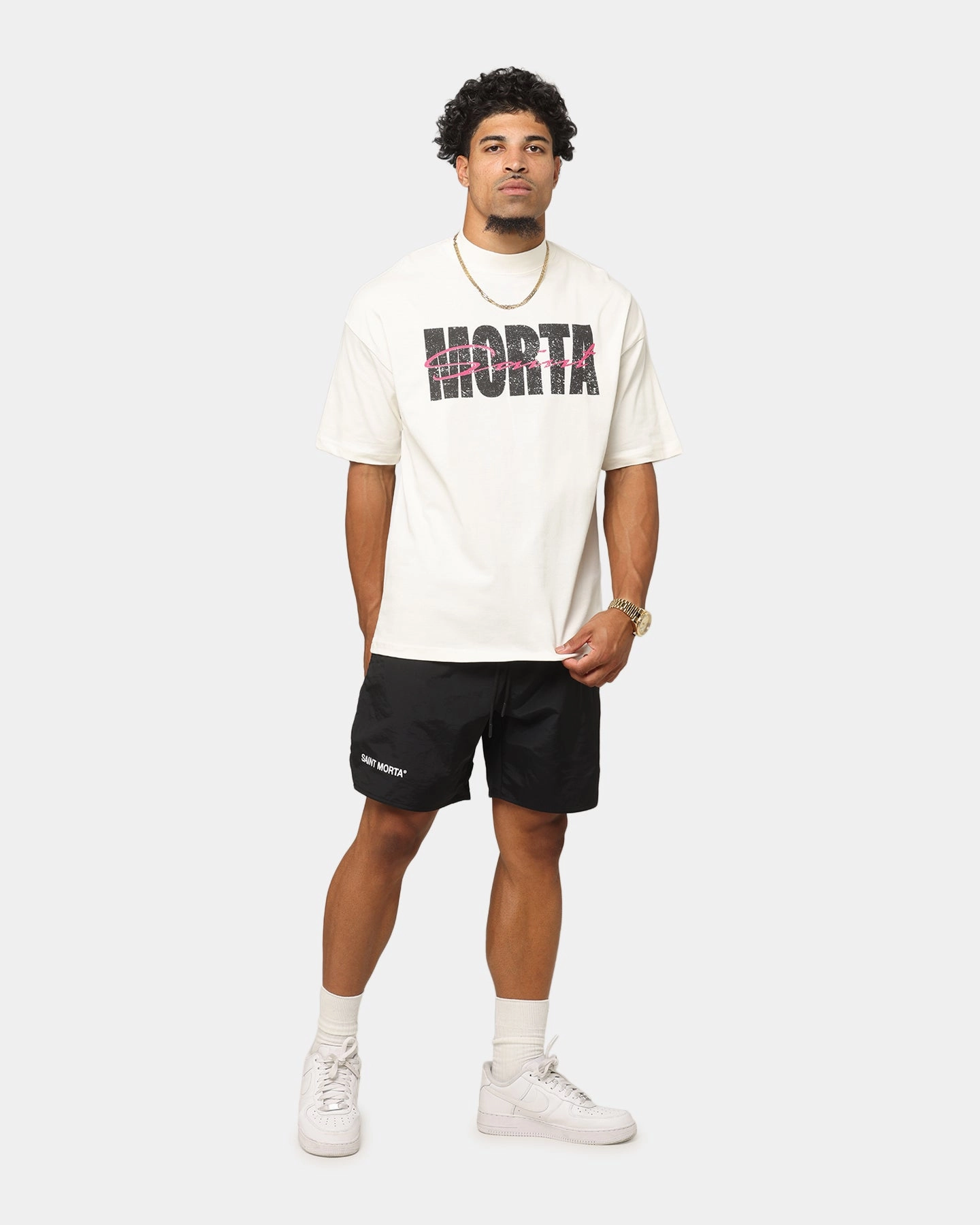 Saint Morta Flux Mock Neck T-Shirt Off White All Season Wear Effortless Comfort