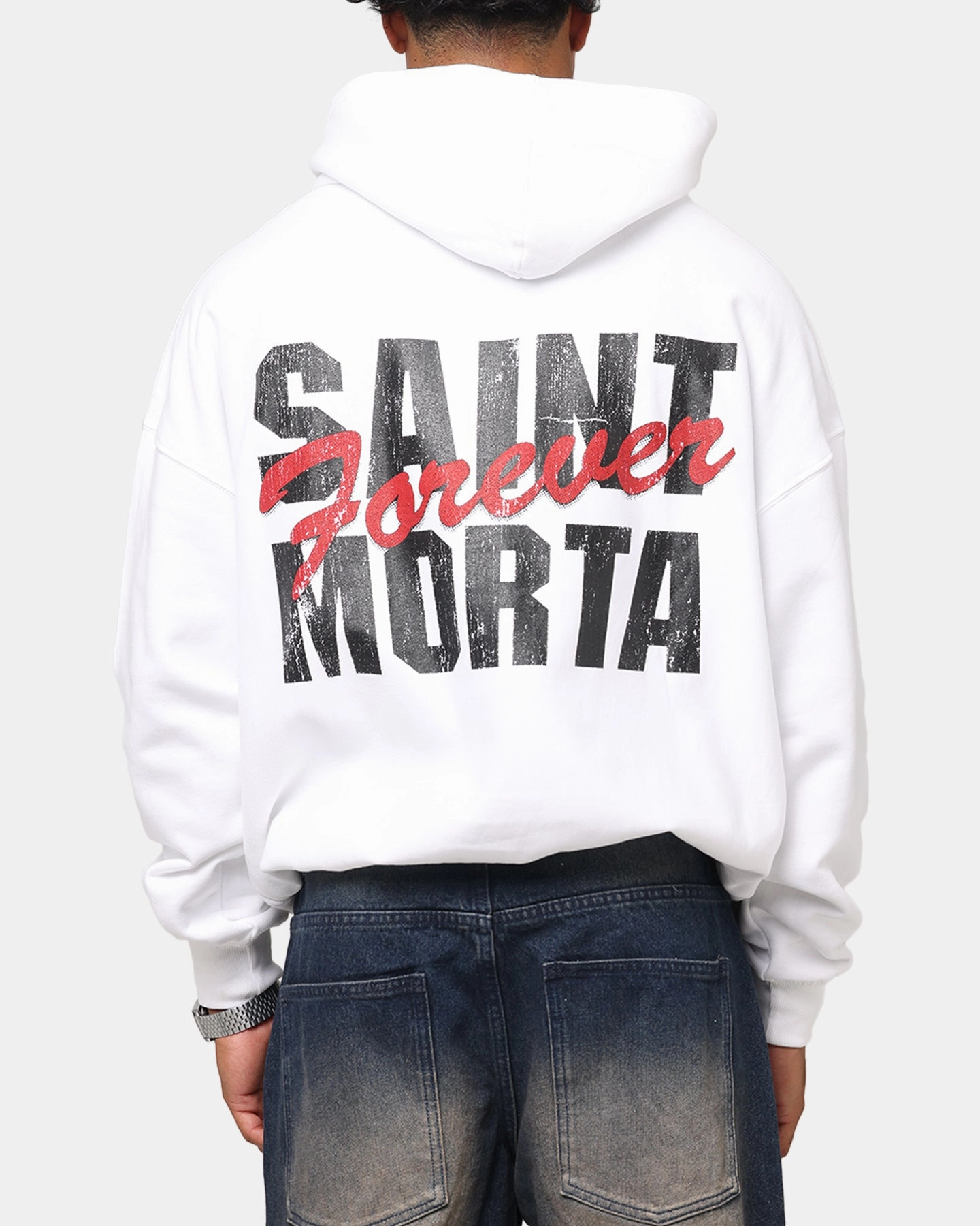 Saint Morta Forever Boxy Hoodie White Electronic - warfare - capable