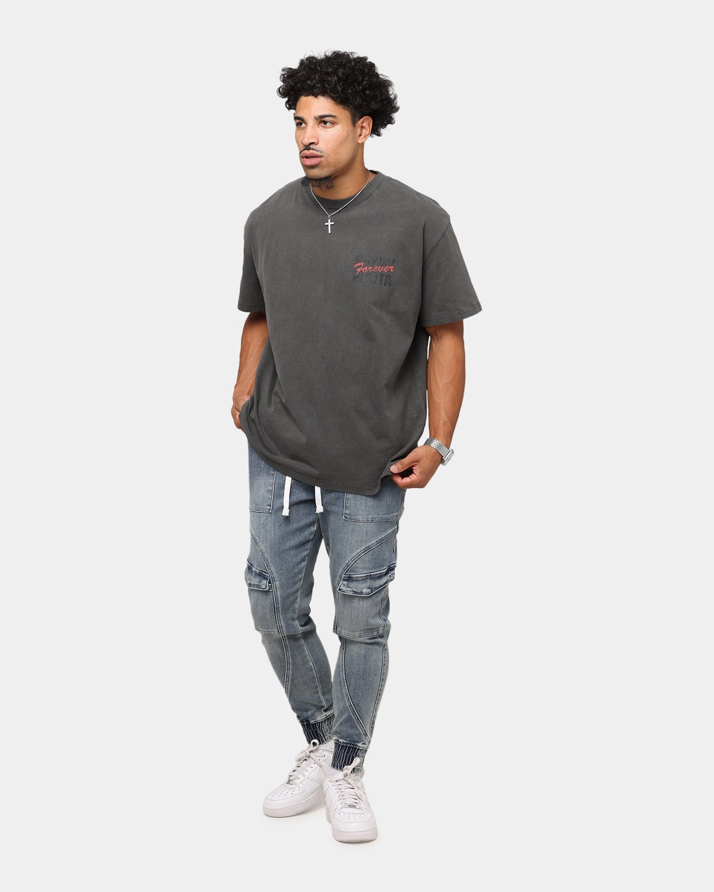 Breathable Material Street Casual Look Saint Morta Forever Boxy T-Shirt Black Wash