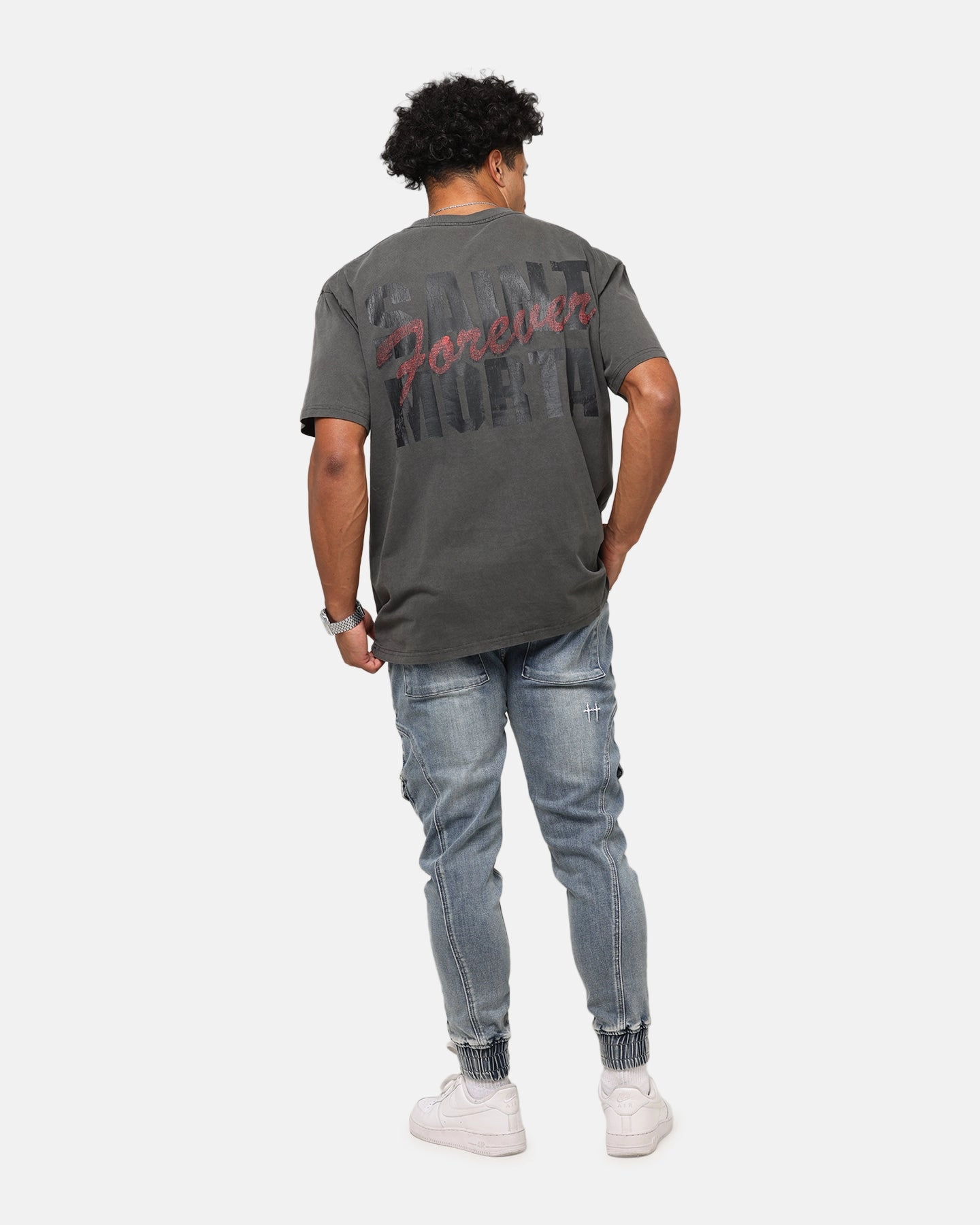 Stylish Look Playful Prints Saint Morta Forever Boxy T-Shirt Black Wash