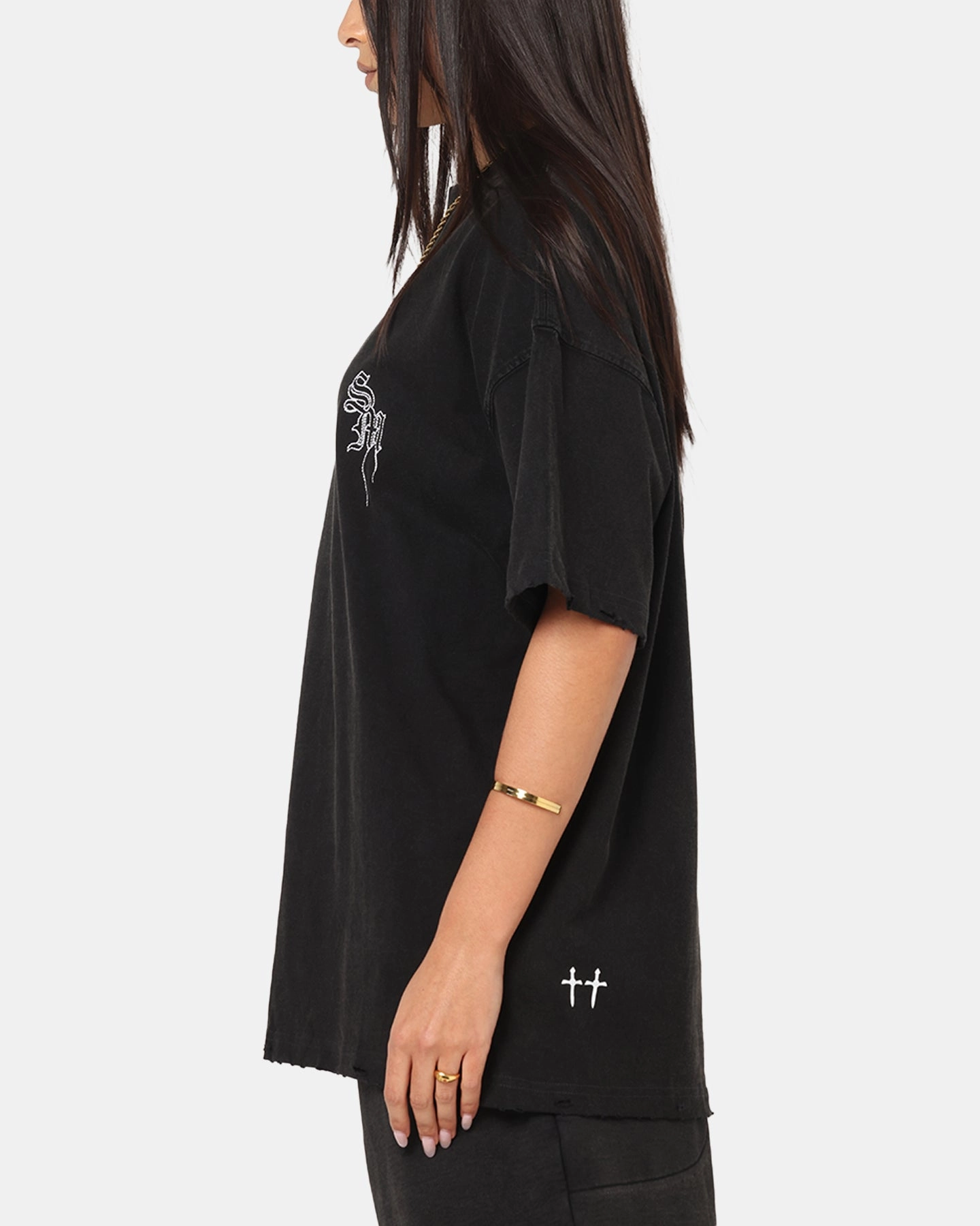 Hypoallergenic Fibers Camping practicality Saint Morta Fray Boxy T-Shirt Vintage Black