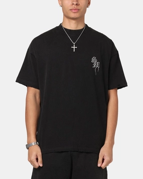 Moisture Wicking Fabric Saint Morta Fray Boxy T-Shirt Vintage Black