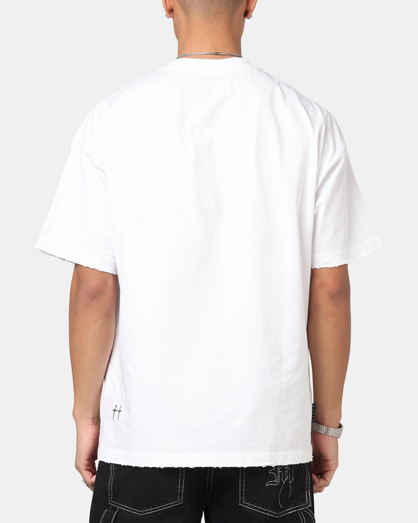 Saint Morta Fray Boxy T-Shirt White Classic Smart Minimal Comfort Style