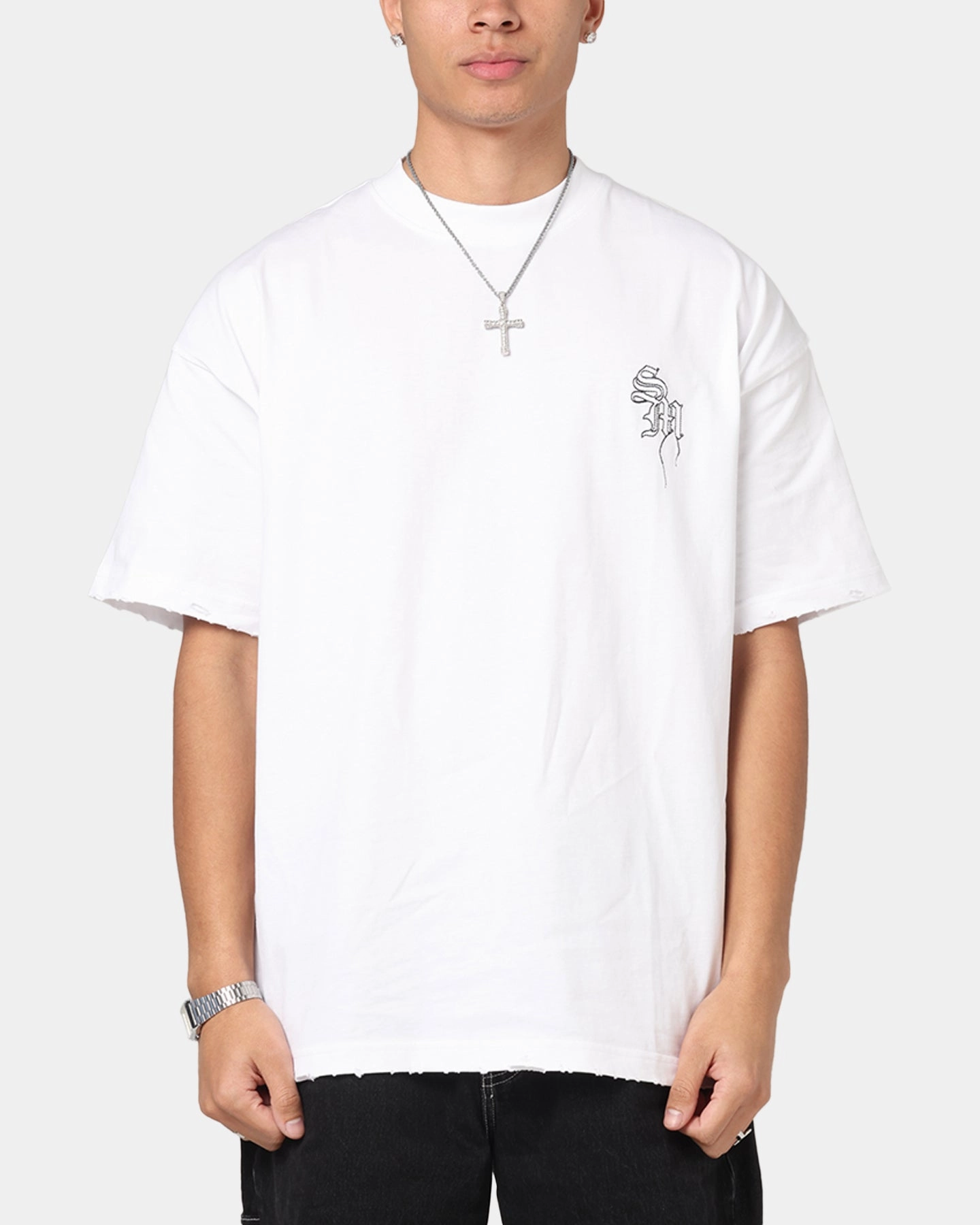 Sporty Top Saint Morta Fray Boxy T-Shirt White