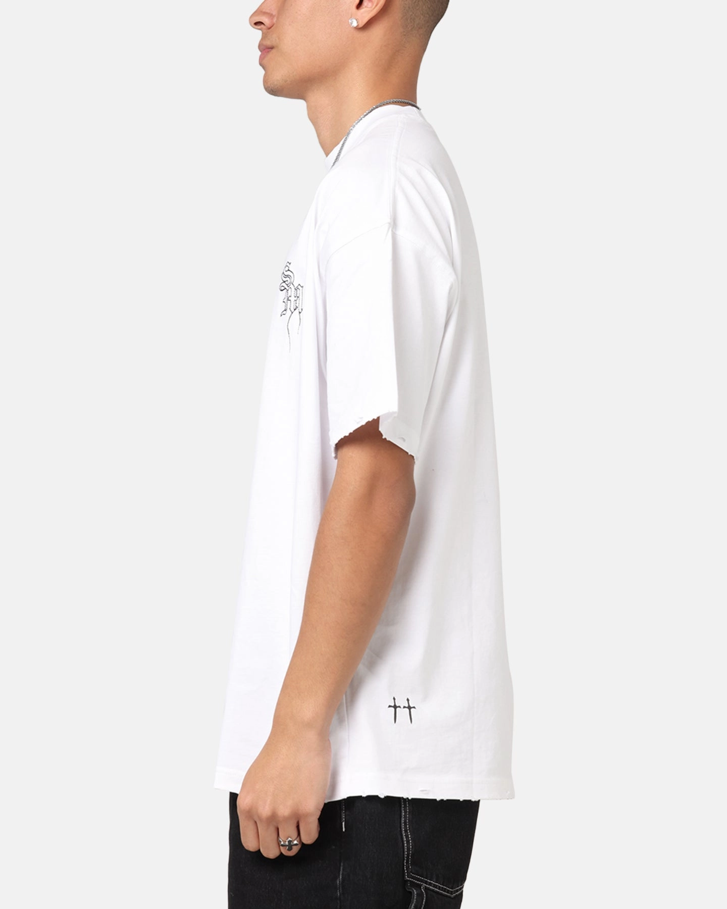Camping practicality Hygroscopic Fiber Saint Morta Fray Boxy T-Shirt White