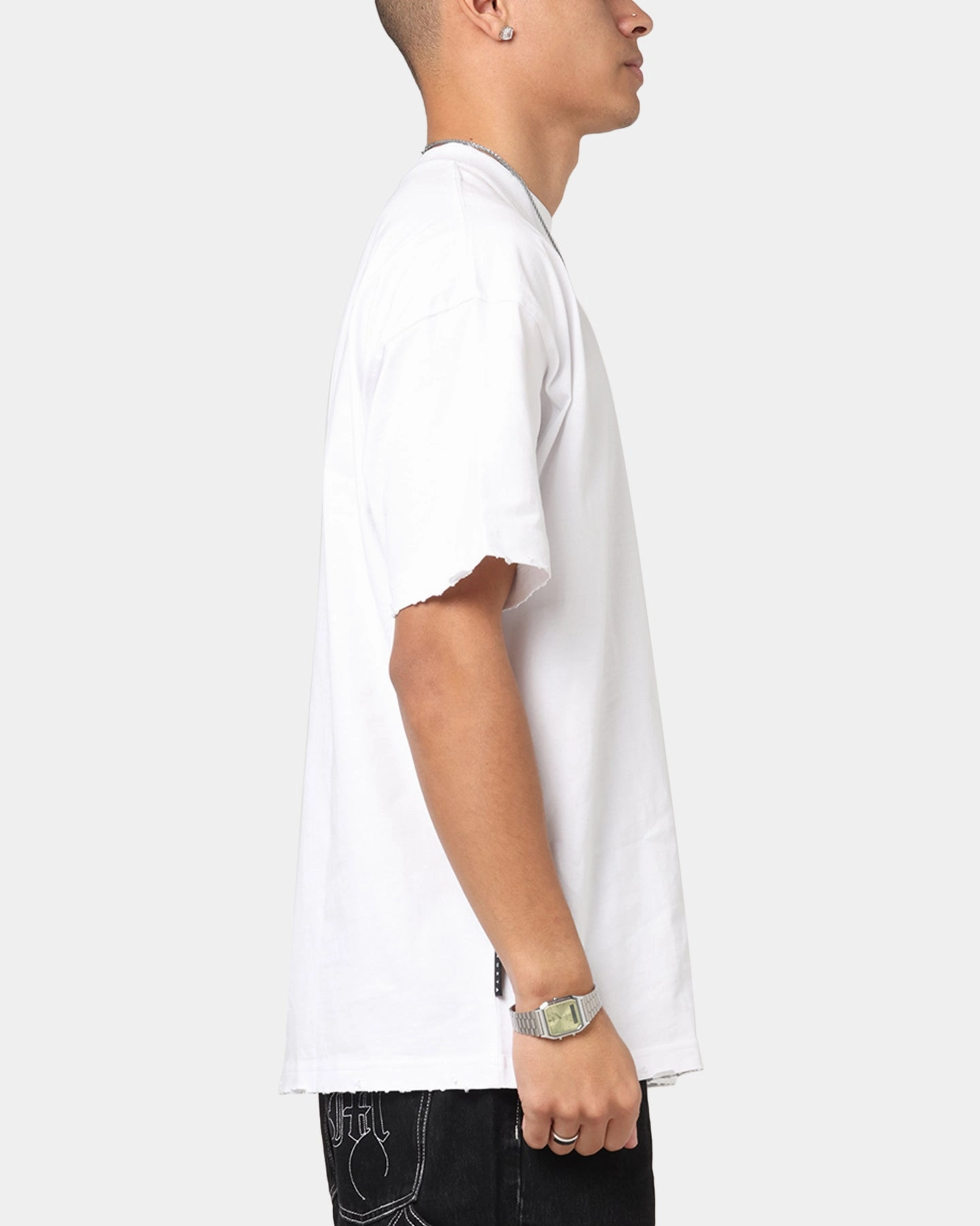 Saint Morta Fray Boxy T-Shirt White Collared Quality Comfort