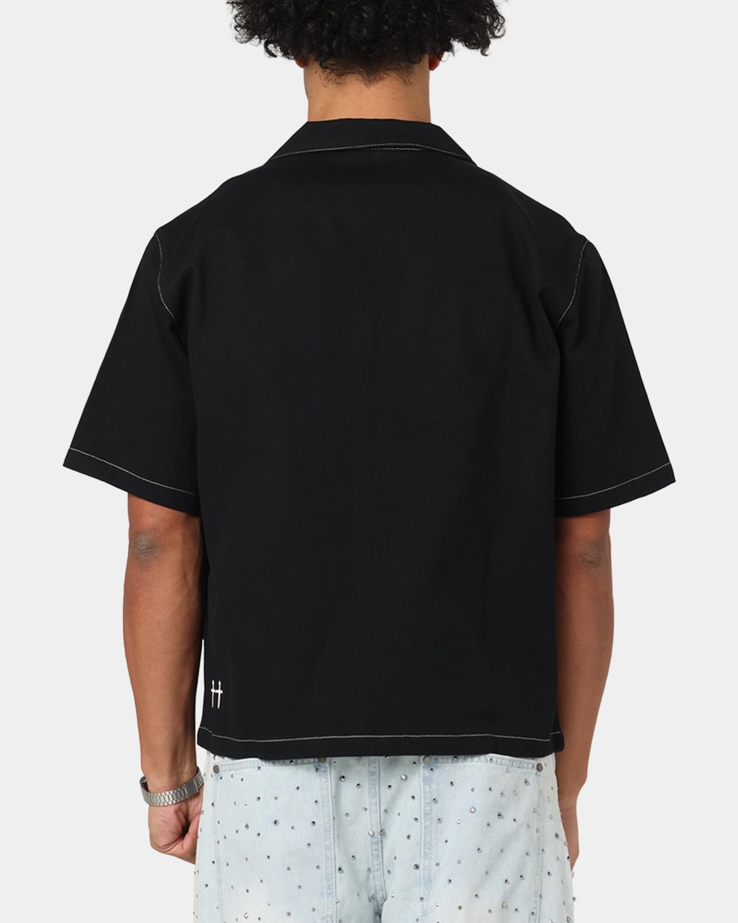 Saint Morta Fray Contrast Button Up Shirt Contrast Black Thermal regulation Casual Friday