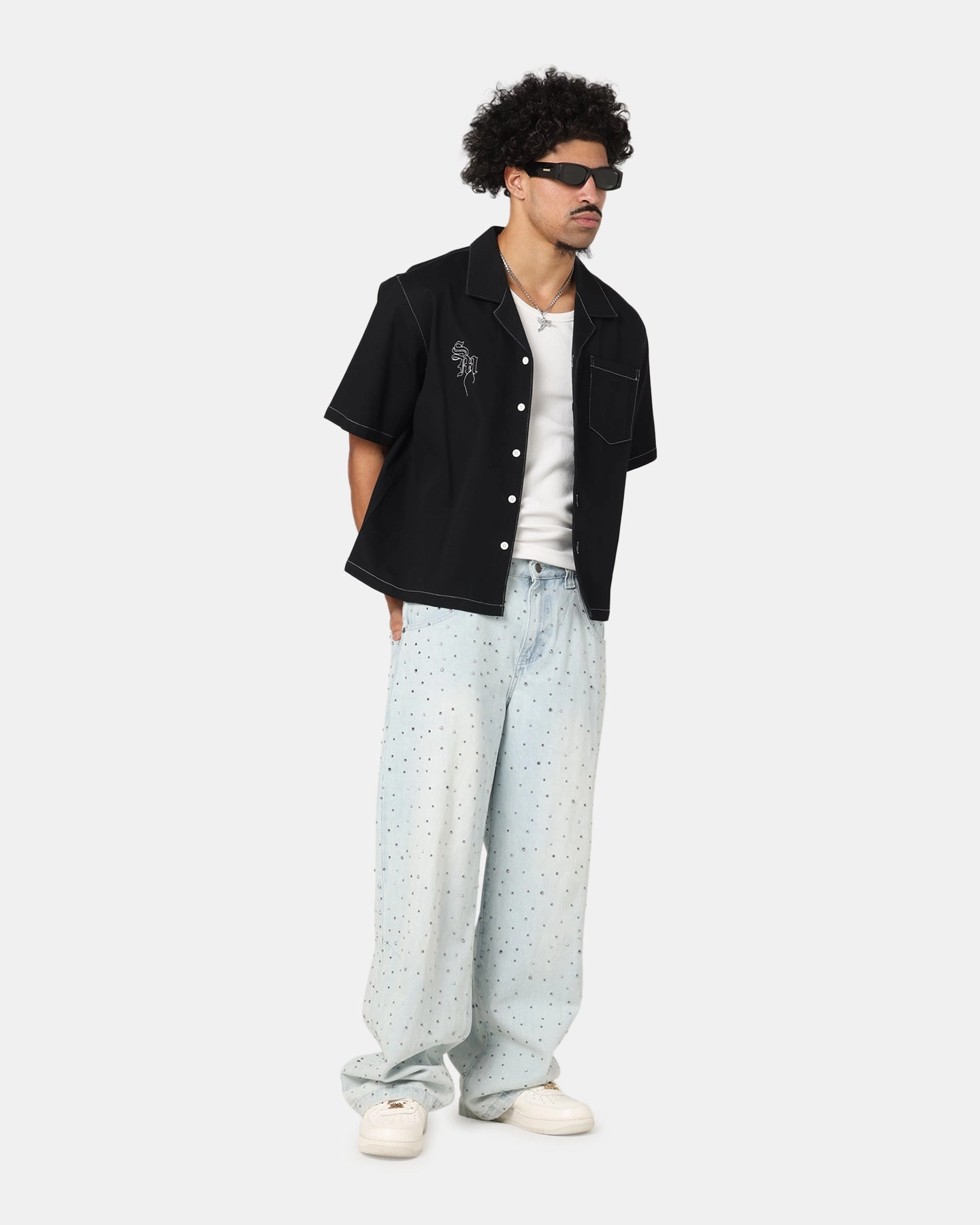 Durable Thread Construction networking event Saint Morta Fray Contrast Button Up Shirt Contrast Black