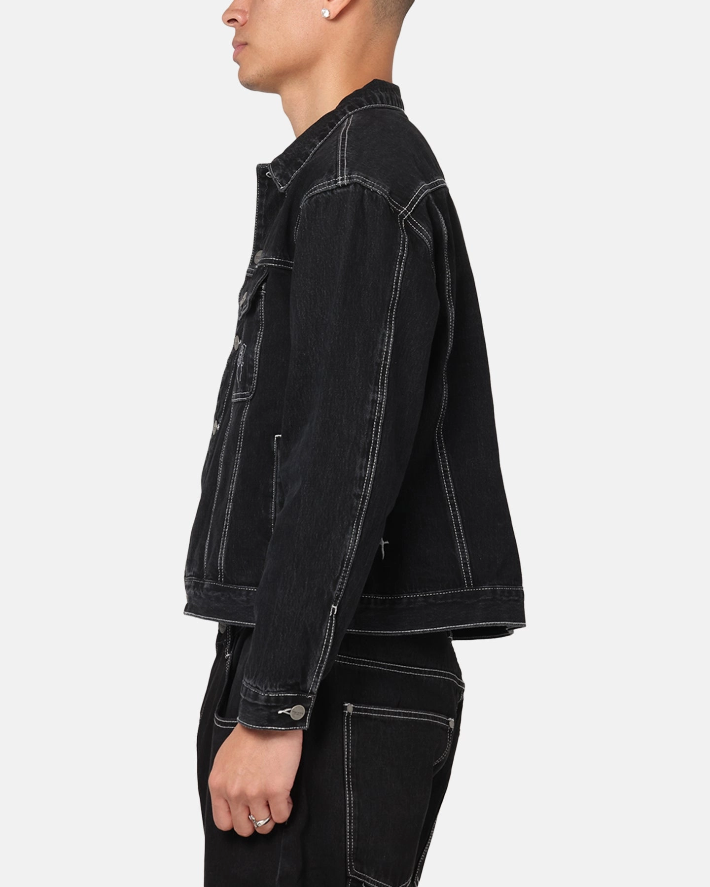 Waterproof Outerwear suitable for birthdays Saint Morta Fray Trucker Denim Jacket Contrast Black