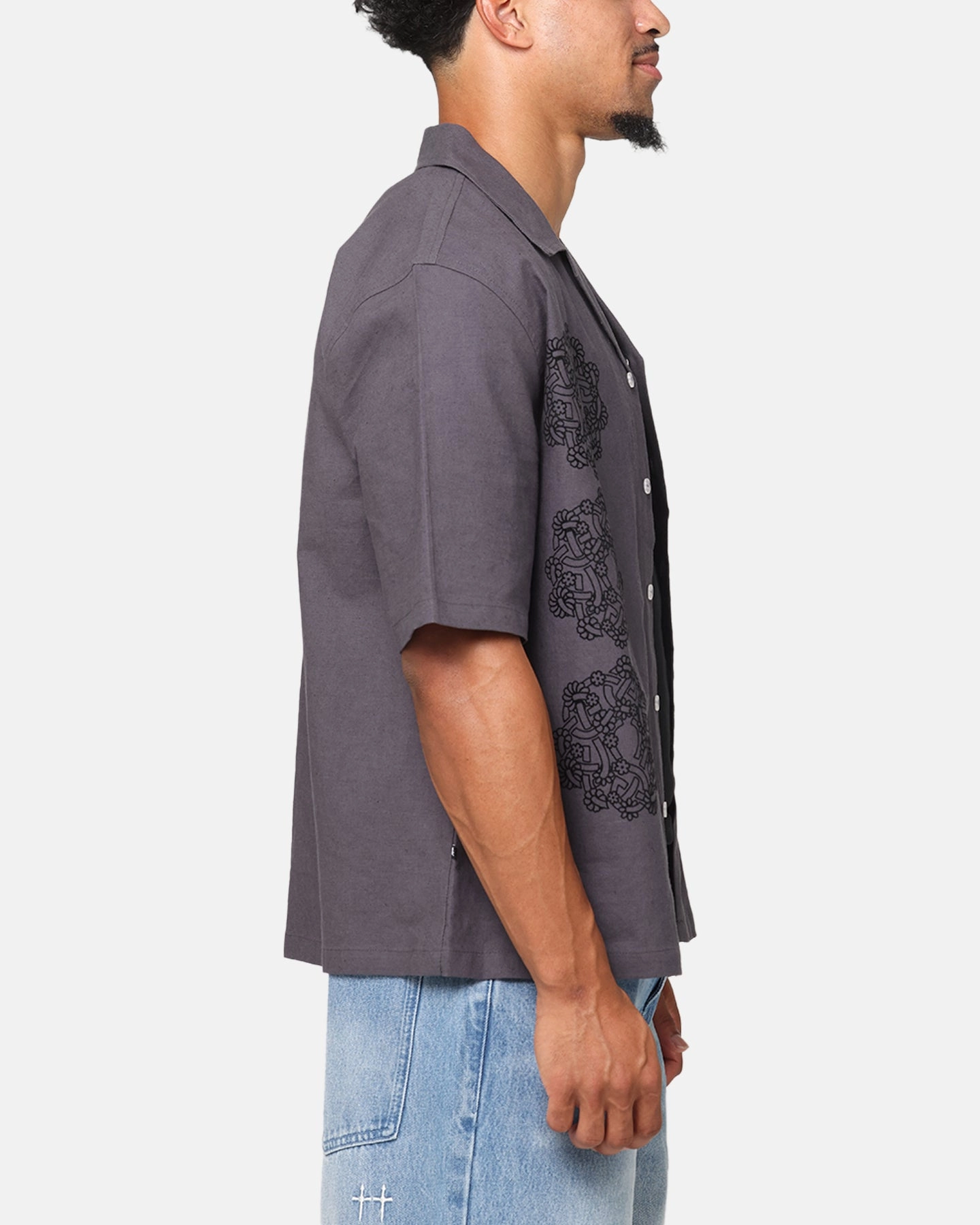 Teen Fashion Saint Morta Gardenia Button Up Shirt Black Shadow