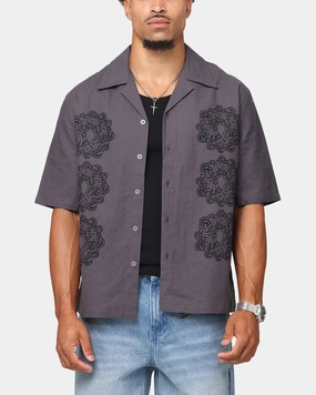 Soft Touch Fabric Saint Morta Gardenia Button Up Shirt Black Shadow