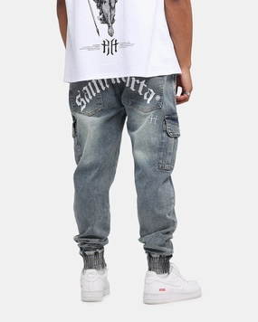 Saint Morta Gothic Cargo Joggers Dirty Denim Tagless Labeling SlimFit