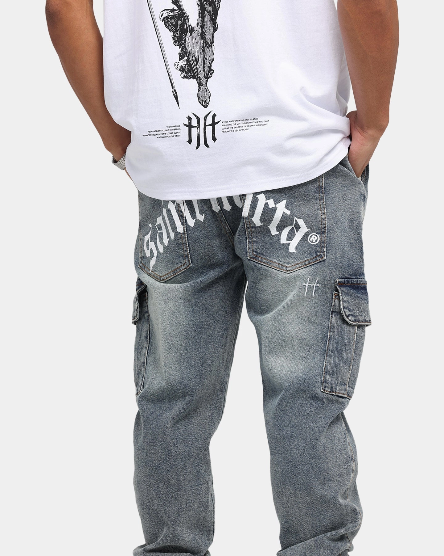 Boho chic Air Comfort Saint Morta Gothic Cargo Joggers Dirty Denim