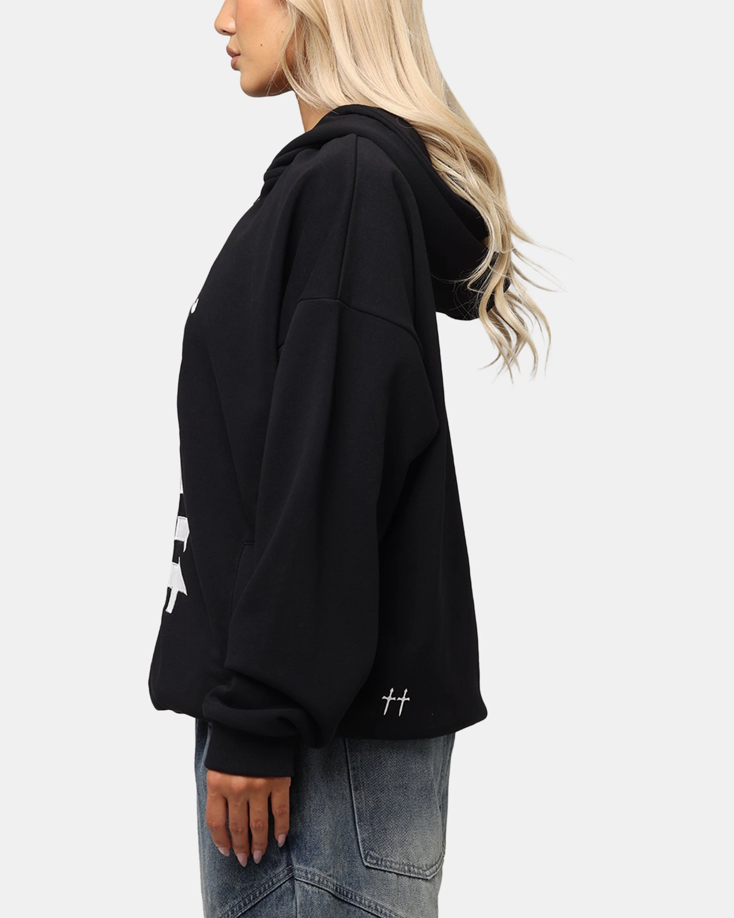 Saint Morta Gothic Distressed Zip Hoodie Black Fashionable Style