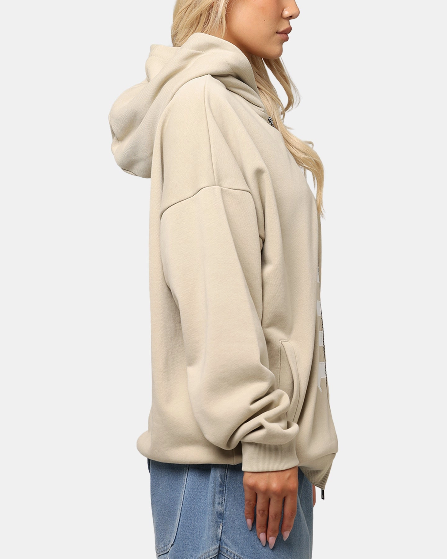 Mid-layer Protective Comfort Saint Morta Gothic Distressed Zip Hoodie Stone
