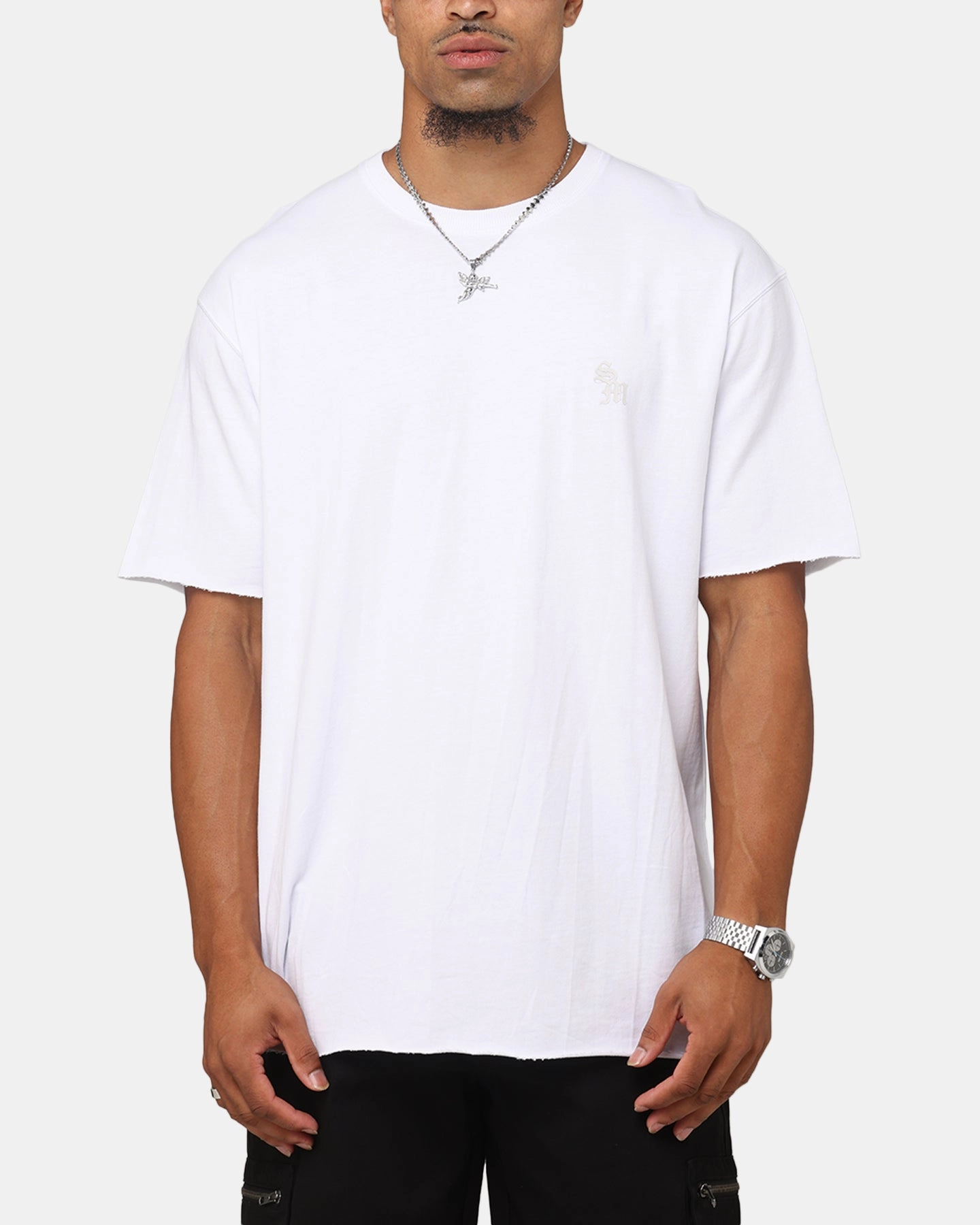 Saint Morta Gothic Monogram Box T-Shirt White City Fashion Look