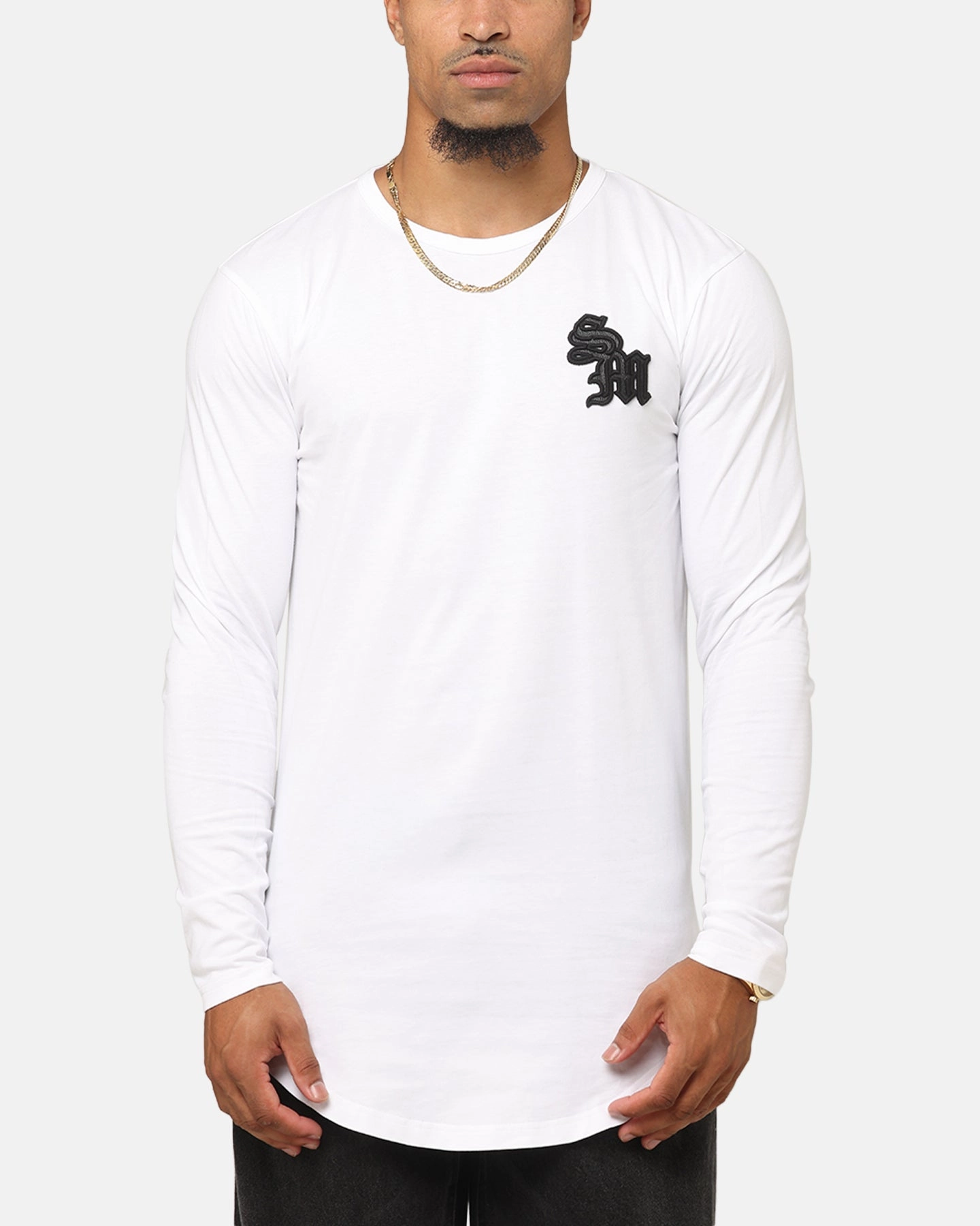Timeless Top Soft Wearable Saint Morta Gothic Monogram El Duplo Long Sleeve T-Shirt White