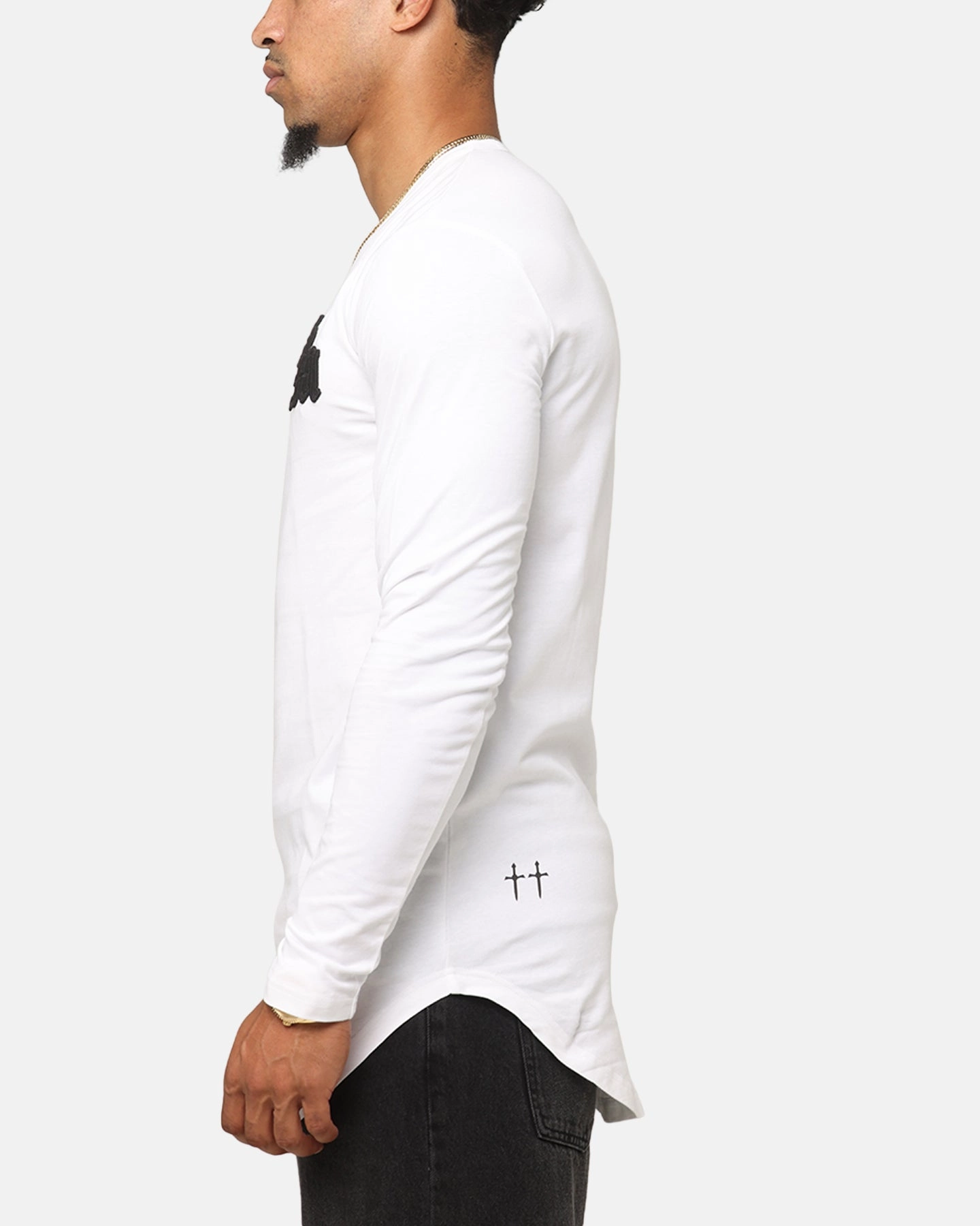 Laser Cut Edges Stain Resistant Saint Morta Gothic Monogram El Duplo Long Sleeve T-Shirt White