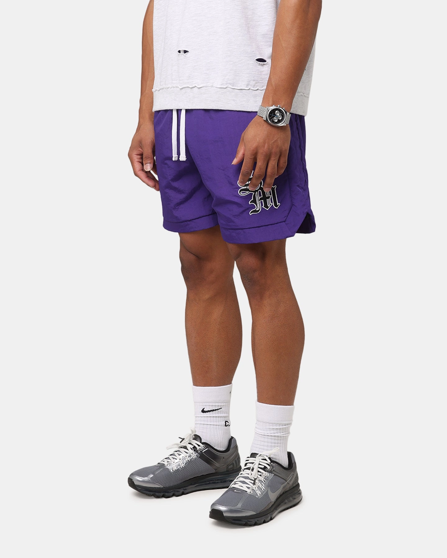 Saint Morta Gothic Monogram Nylon Shorts Purple Smart Look