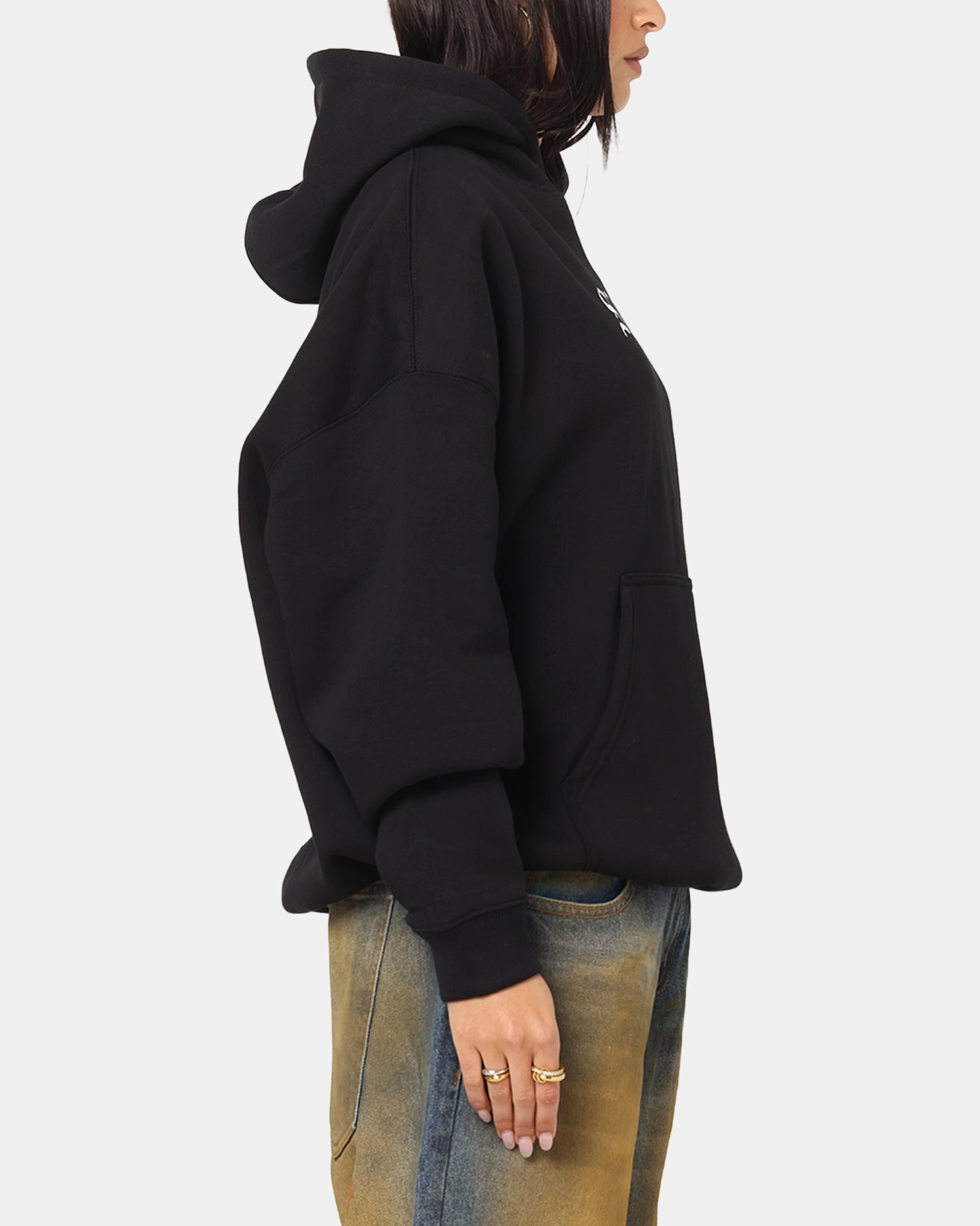 Saint Morta Gothic Stack Boxy Hoodie Black Compressed Packaging windproof