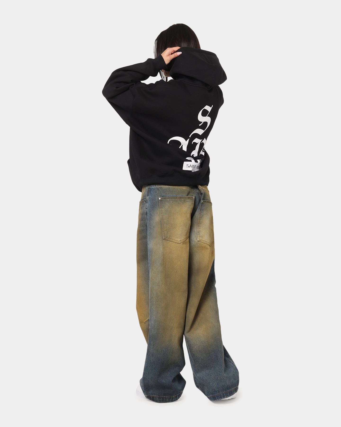 Saint Morta Gothic Stack Boxy Hoodie Black Treasure