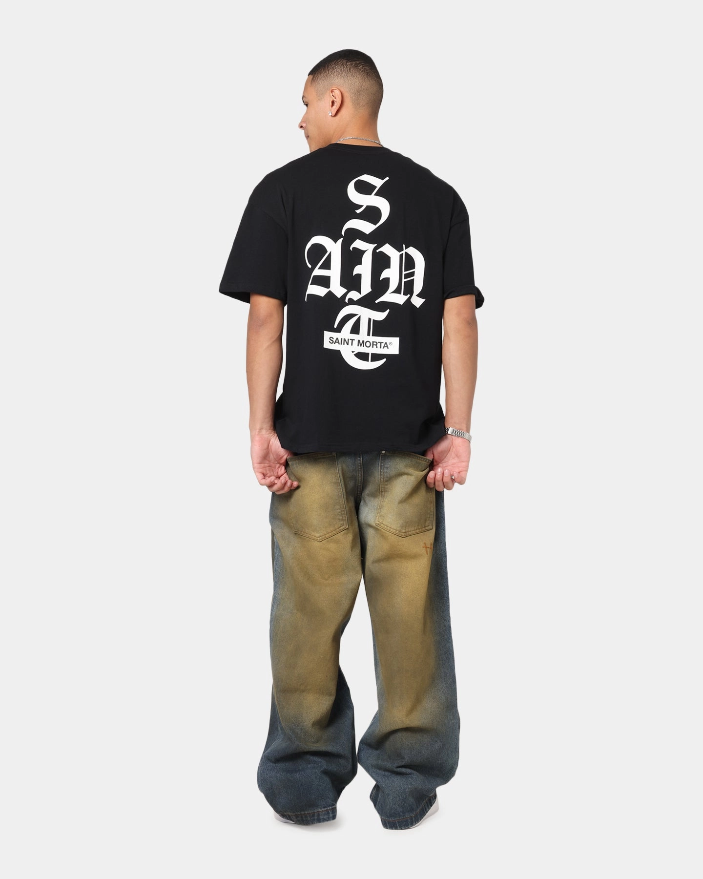 EnhancedDurabilityFinish Travel Friendly Saint Morta Gothic Stack T-Shirt Black