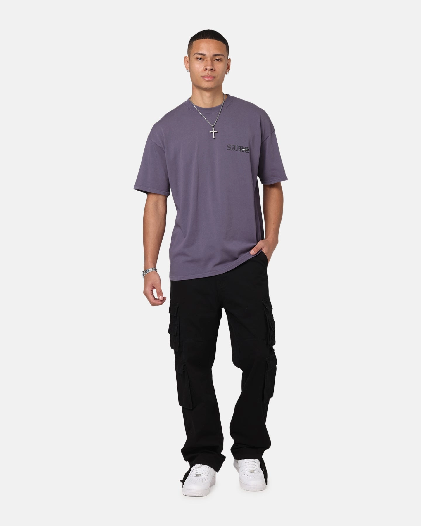 Easy-to-Match Saint Morta Gothic Stack T-Shirt Purple