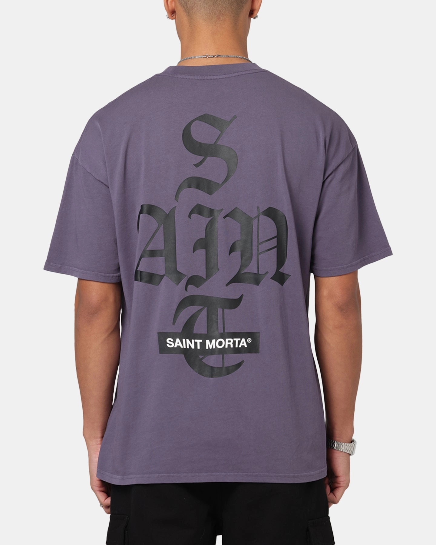 Abstract print Saint Morta Gothic Stack T-Shirt Purple