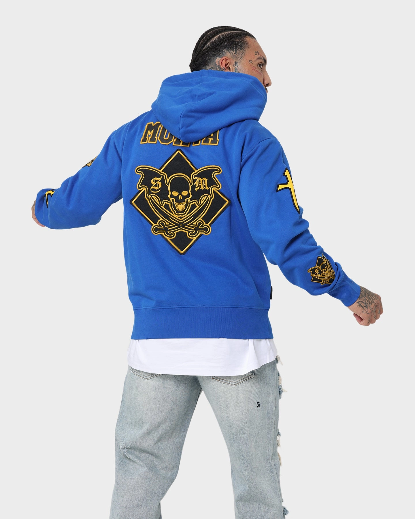 Wrinkle Resistant Checked Saint Morta Graveyard Hoodie Royal/Black/Gold