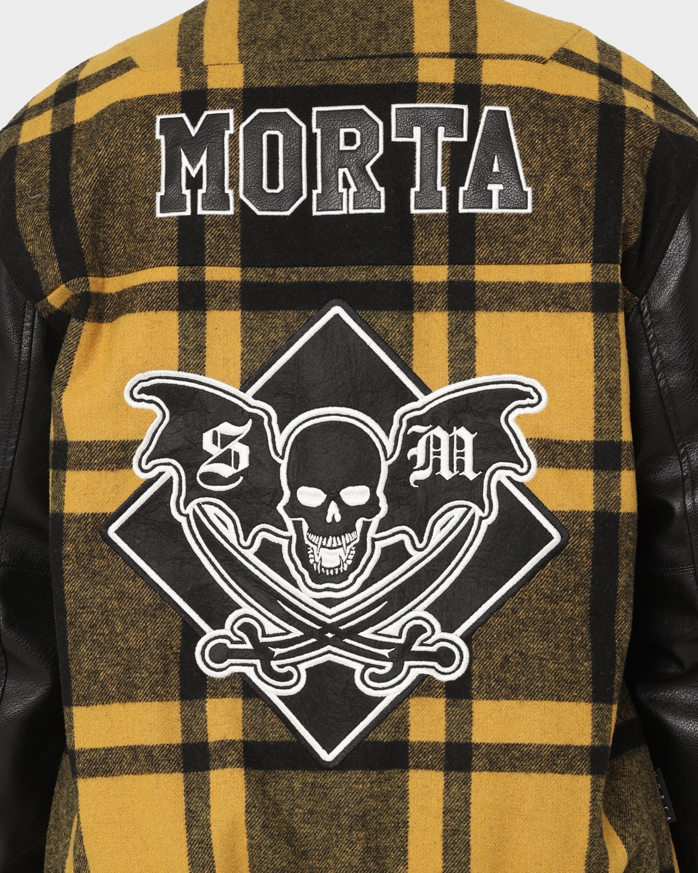 Saint Morta Graveyard Plaid Varsity Jacket Black/Yellow Bonded Zippers hiker