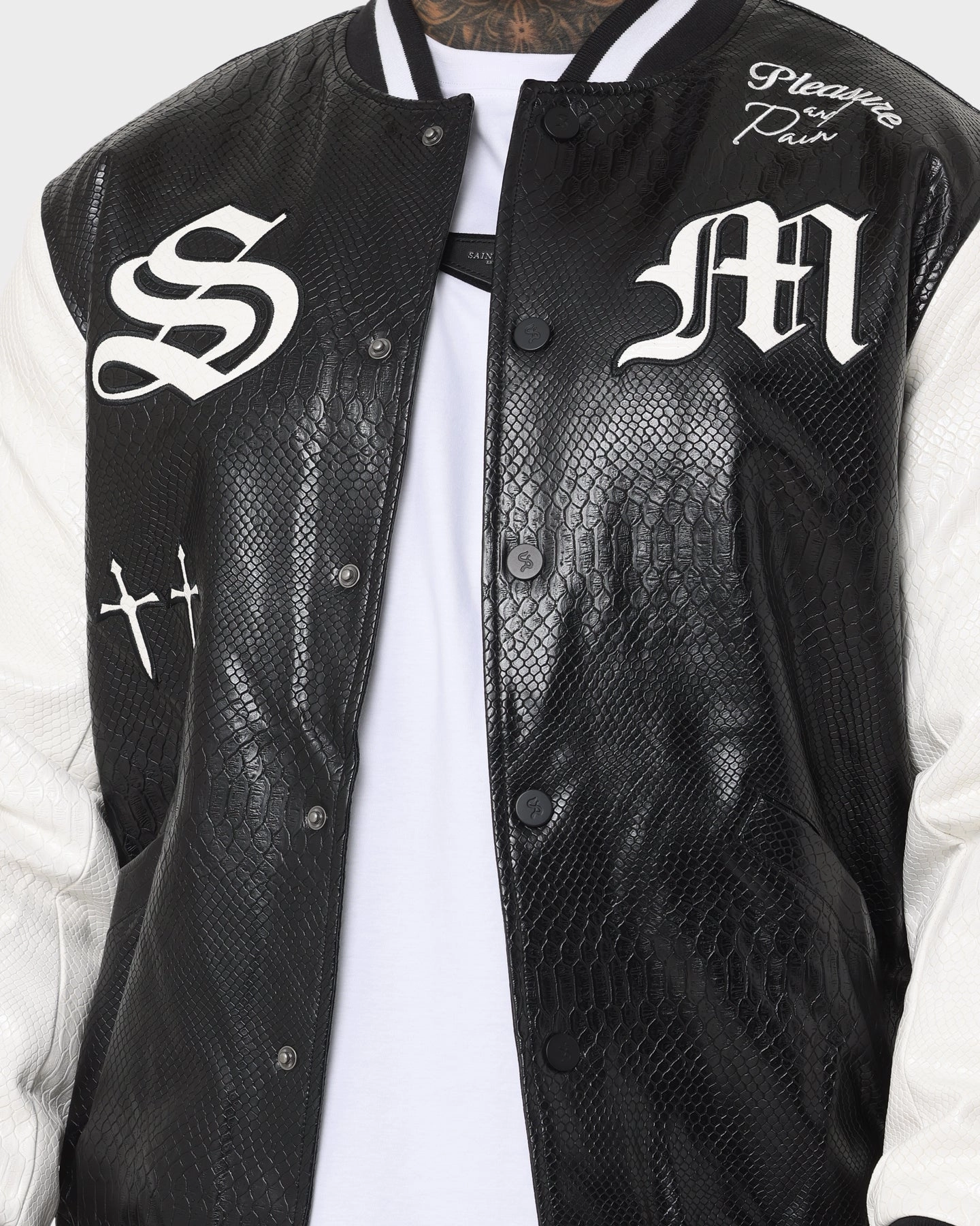 Anti Slip Shoulder Pads Saint Morta Graveyard Reptile Jacket Black/White