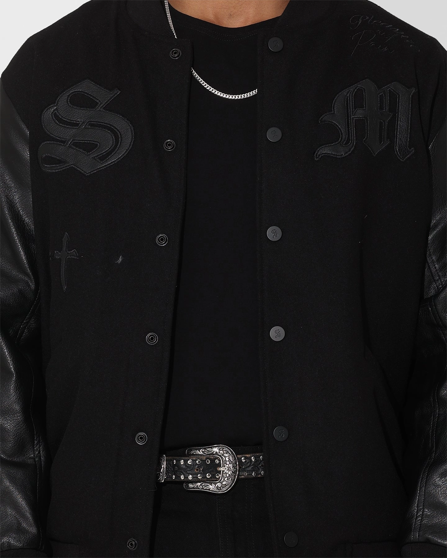 Saint Morta Graveyard Varsity Jacket Black/Black Daily Use