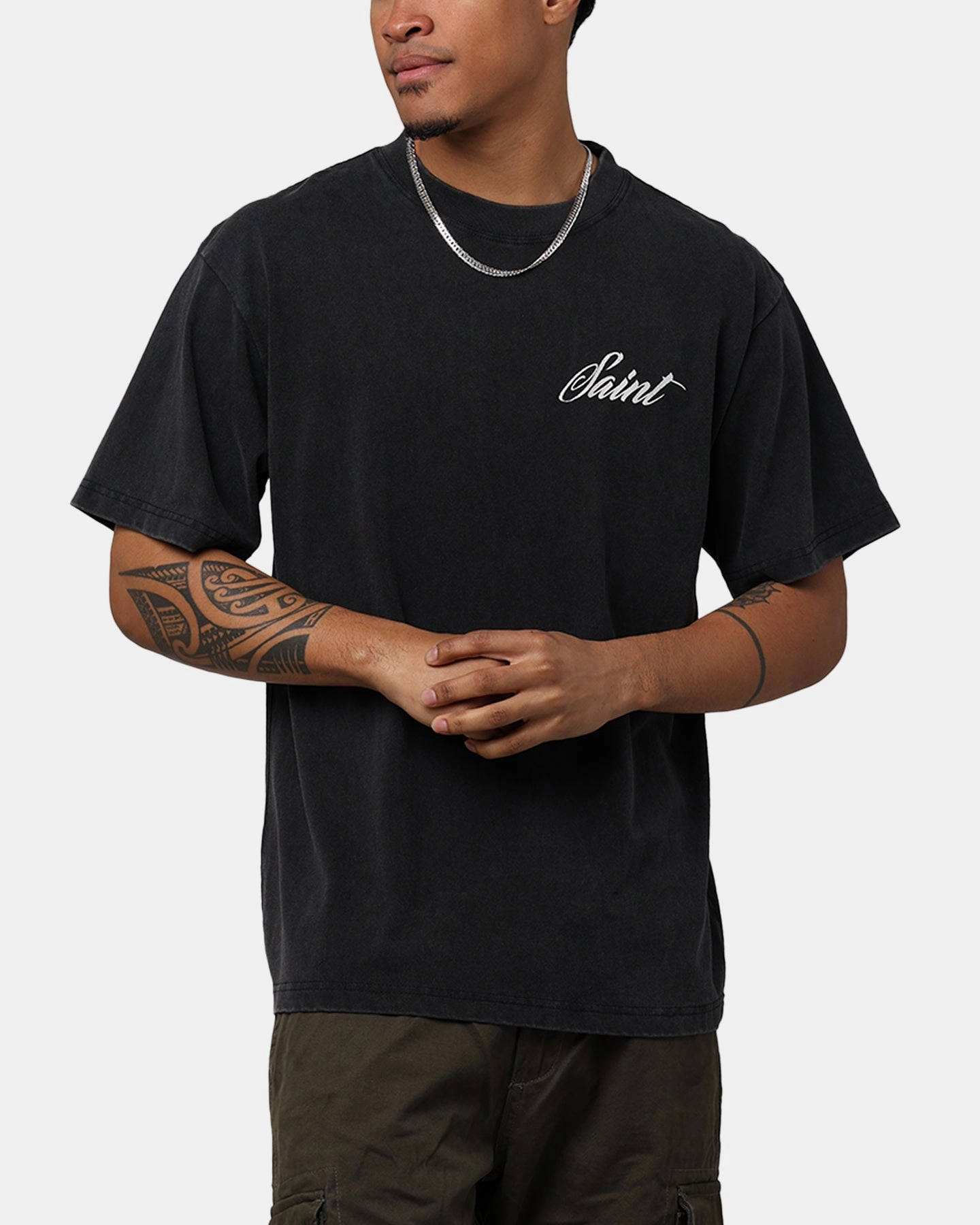 Saint Morta Guardian T-Shirt Vintage Black SoftenedNeckline