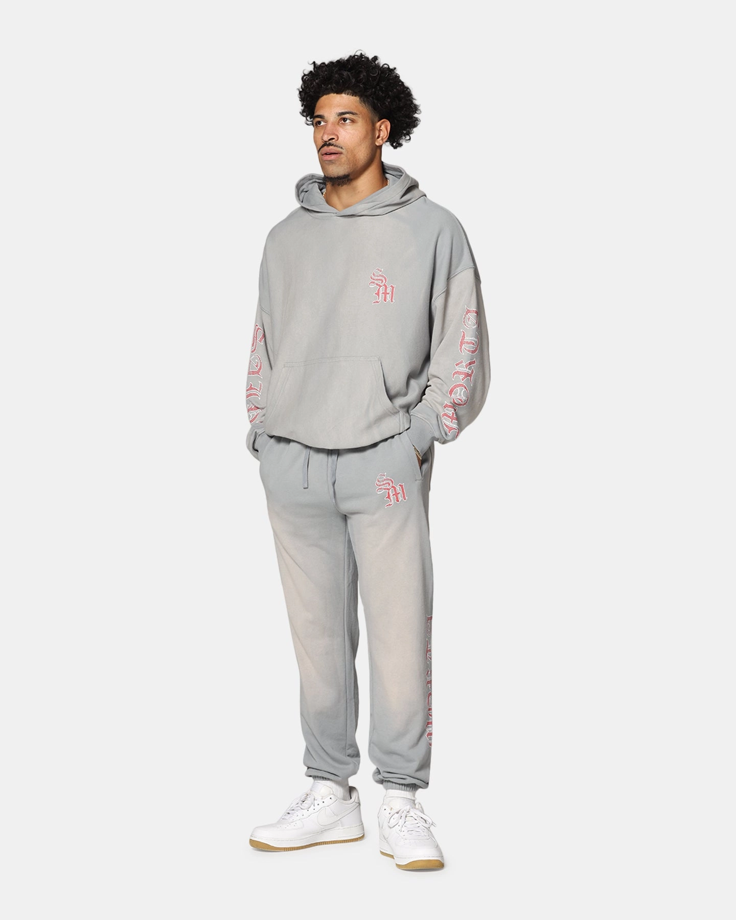 Saint Morta Hardcore Boxy Hoodie Sunfade Grey Stretchable Binding aerospace