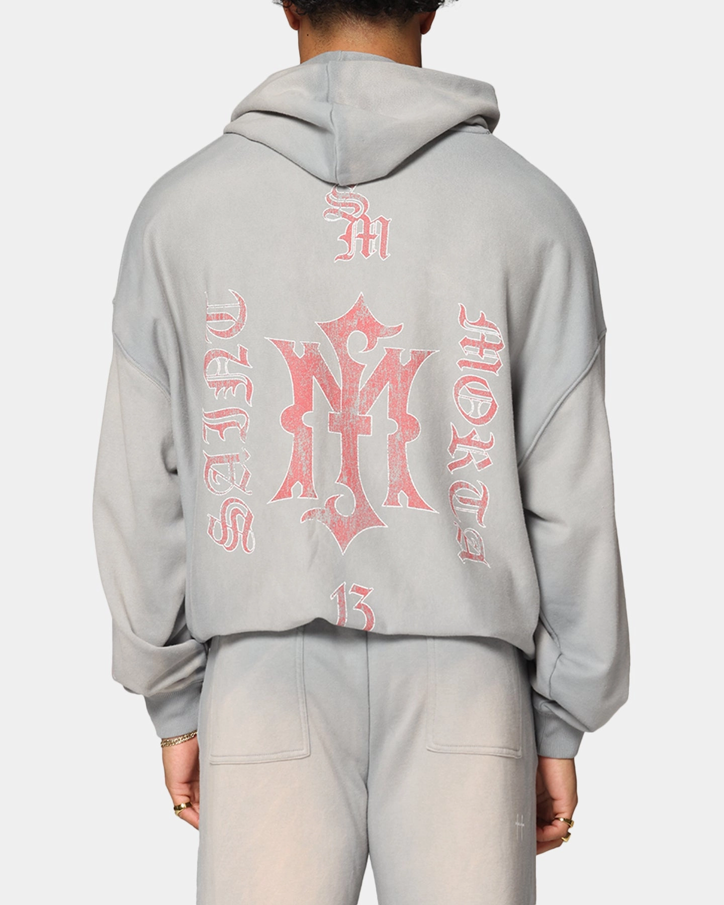 Stretchable Fabric Dynamic Muscle Support Saint Morta Hardcore Boxy Hoodie Sunfade Grey