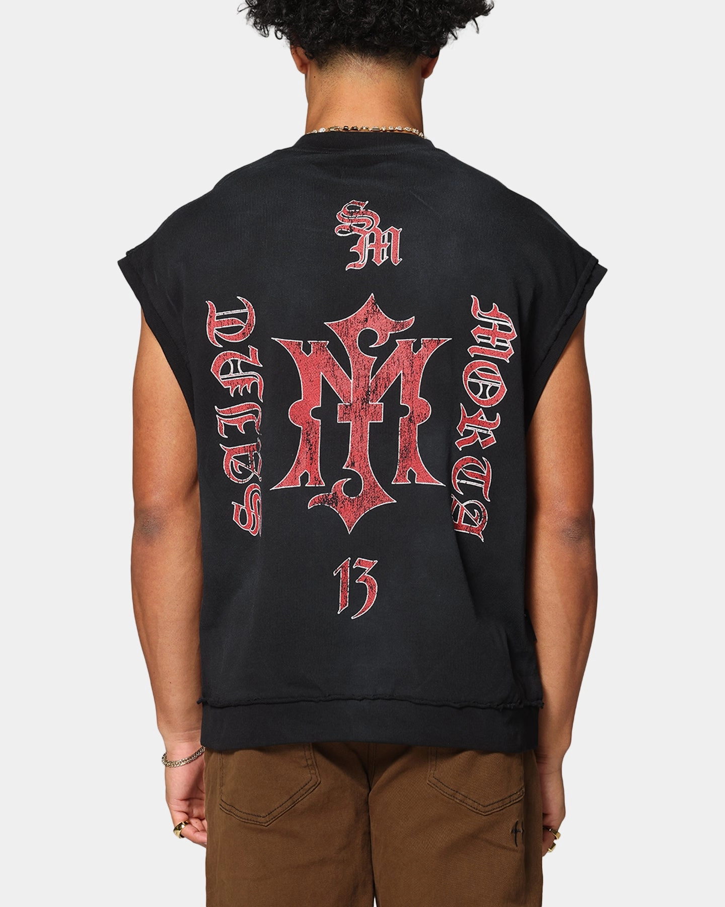 Soft Design Everyday Fashion Saint Morta Hardcore Cut Off T-Shirt Sunfade Grey