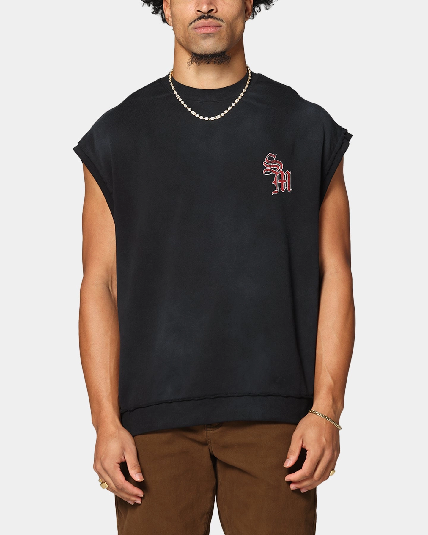 Soft Material VintageWash Saint Morta Hardcore Cut Off T-Shirt Sunfade Grey