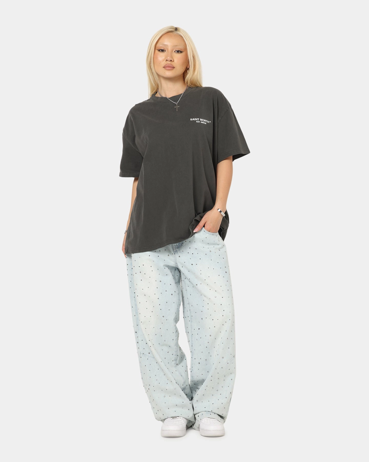 Minimal Outfit Functional Style Saint Morta Heartbreak Boxy T-Shirt Black Wash
