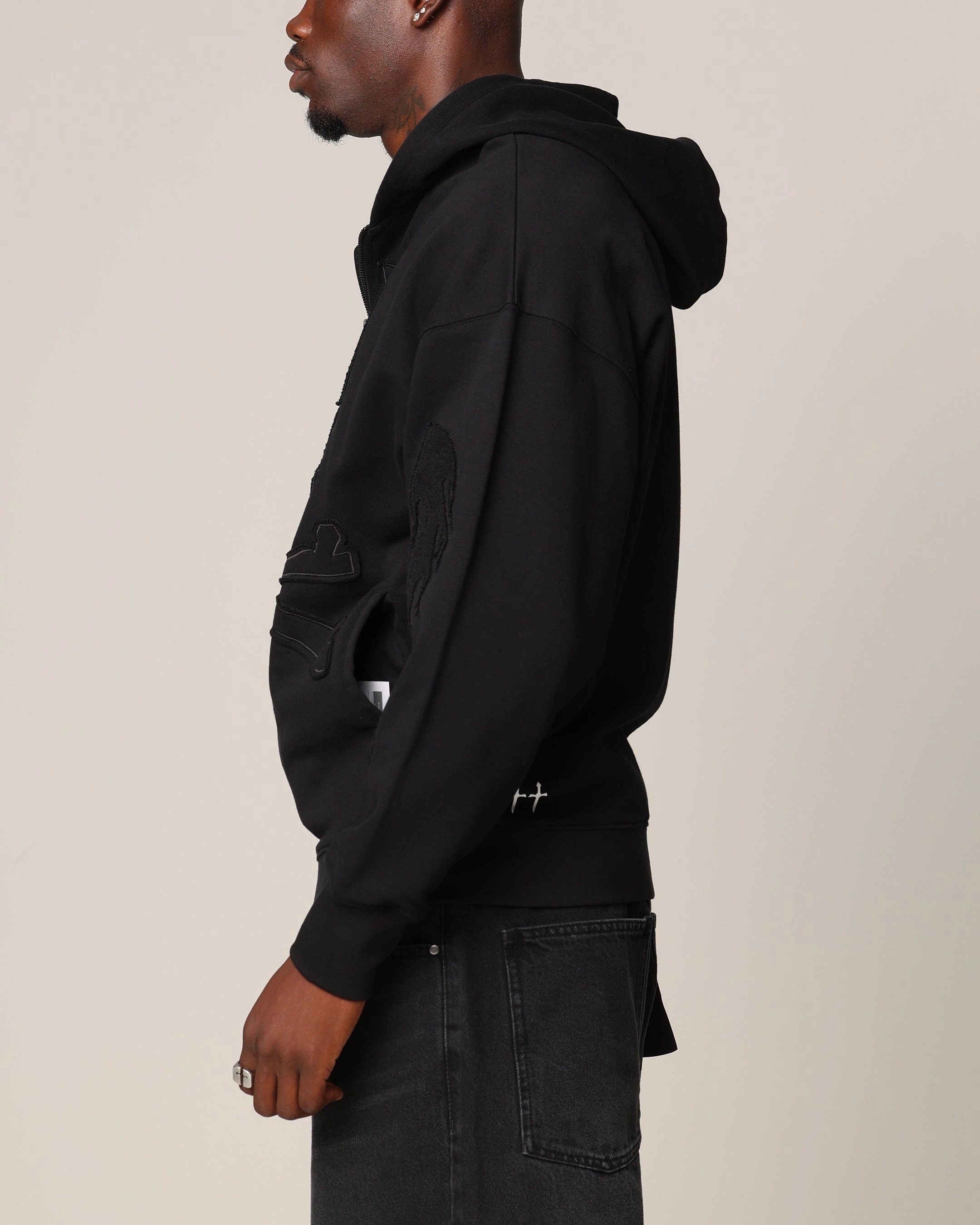 Skate Nano Coated Fabric Saint Morta Hellfire Zip Hoodie Black