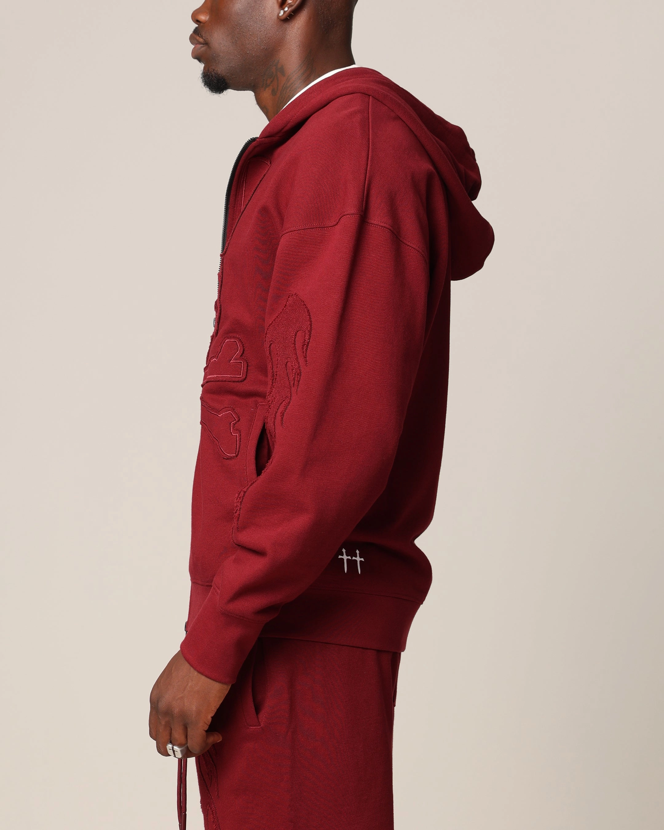 Anti Pilling Removable Inner Layer Saint Morta Hellfire Zip Hoodie Lava