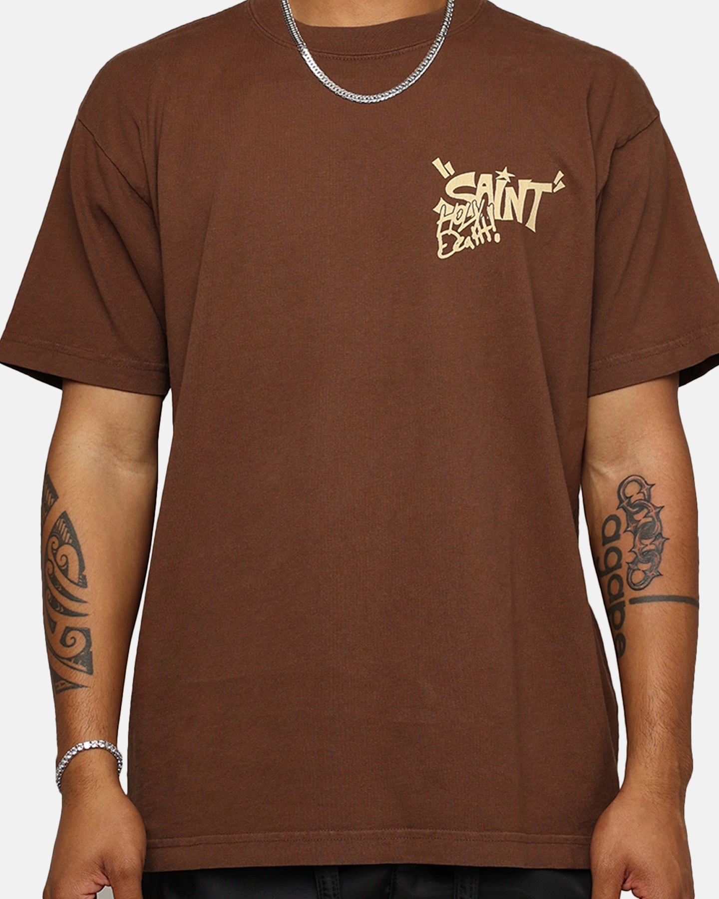 Saint Morta Holy Death T-Shirt Vintage Brown AdvancedMoistureManagement MultiPly Fabric