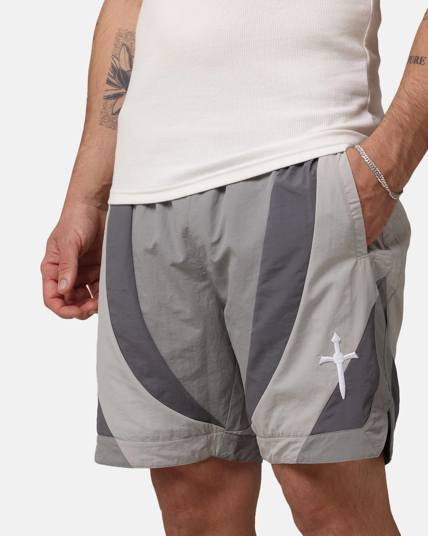 Warm Weather Wear Easy Care Fabric Saint Morta Holy Grail Nylon Shorts Grey
