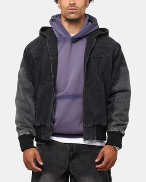 sailors Saint Morta Hooded Workwear Jacket Black/Grey