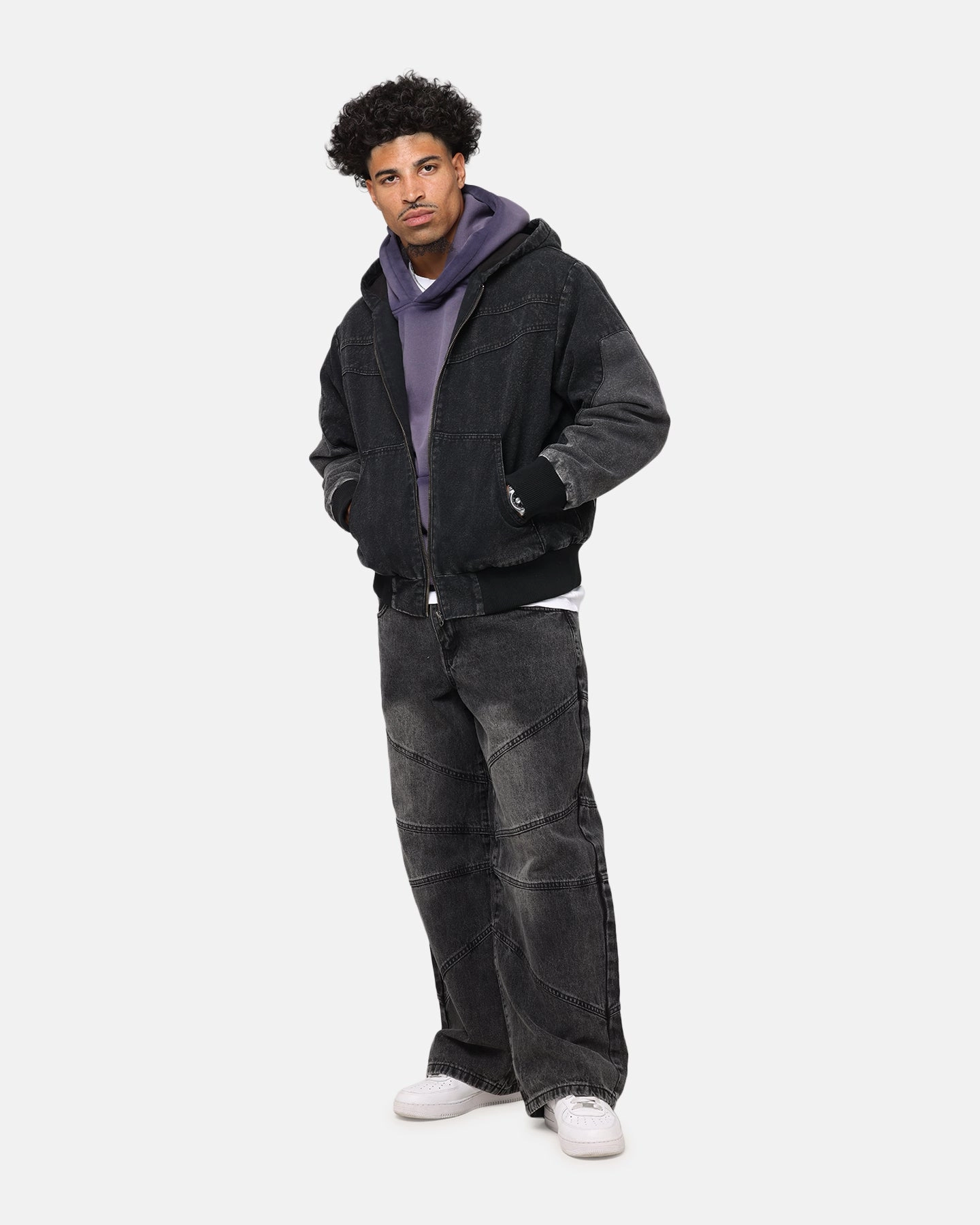 Smooth Feel Saint Morta Hooded Workwear Jacket Black/Grey