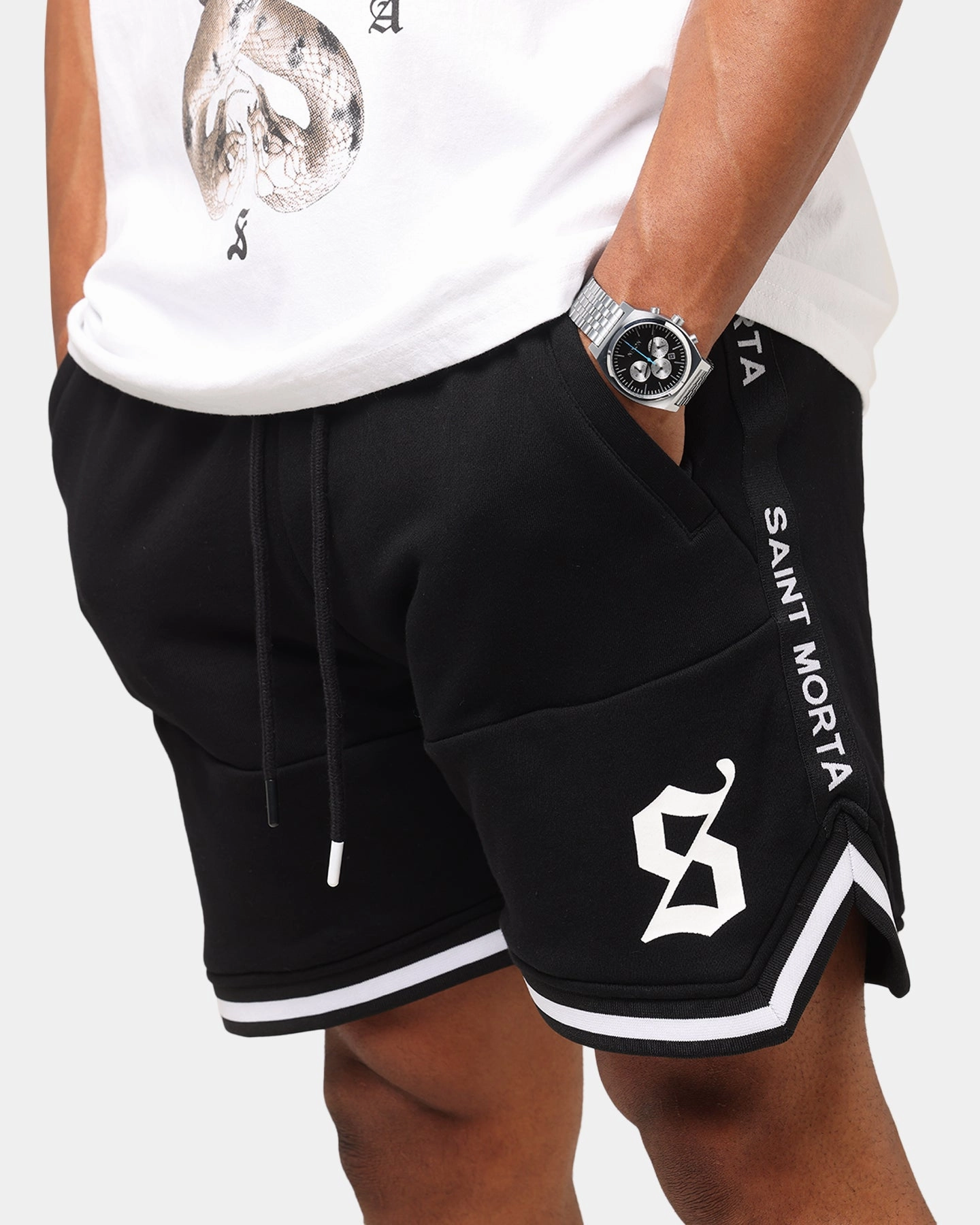 Saint Morta Icon X Fleece Shorts Black cargo style Stretchable Waistband