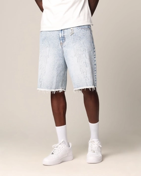 Evening Wear Saint Morta Inferno Baggy Denim Shorts Blue Acidwash